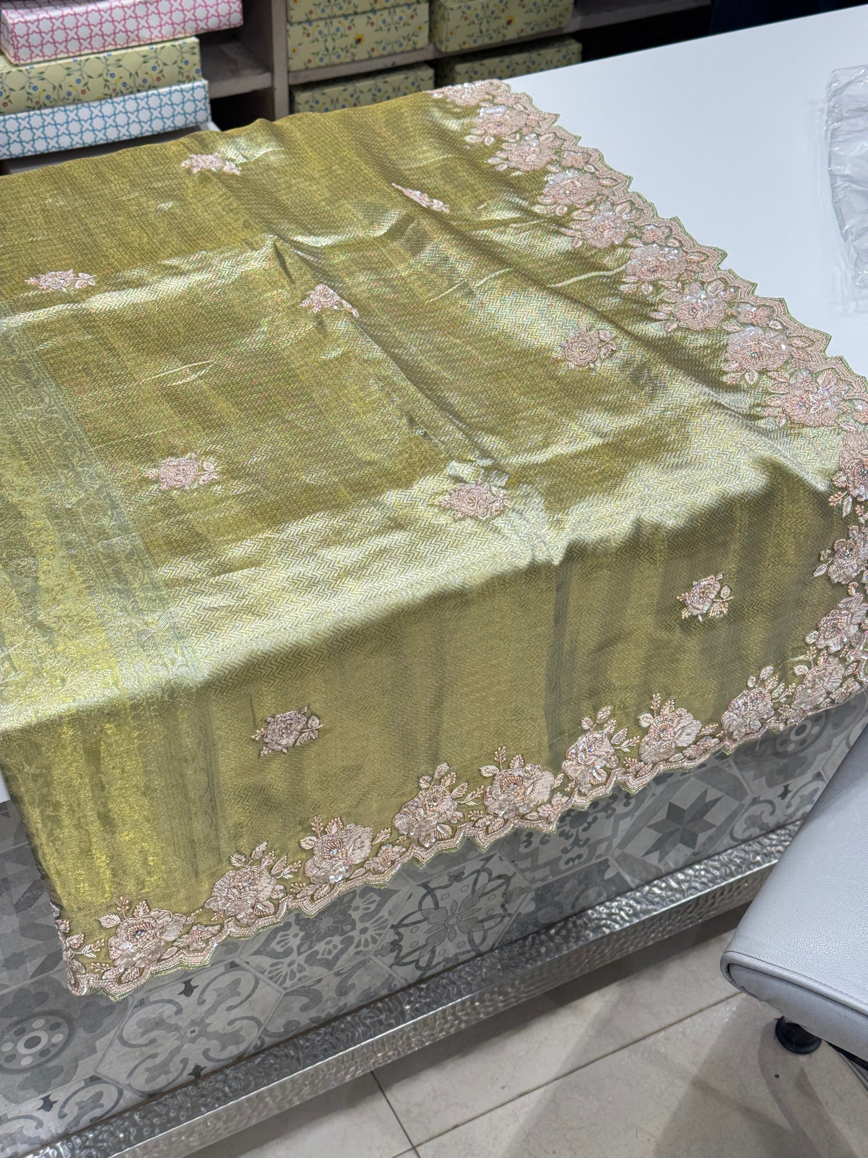 Green Kanjivaram Hand Embroidery Saree