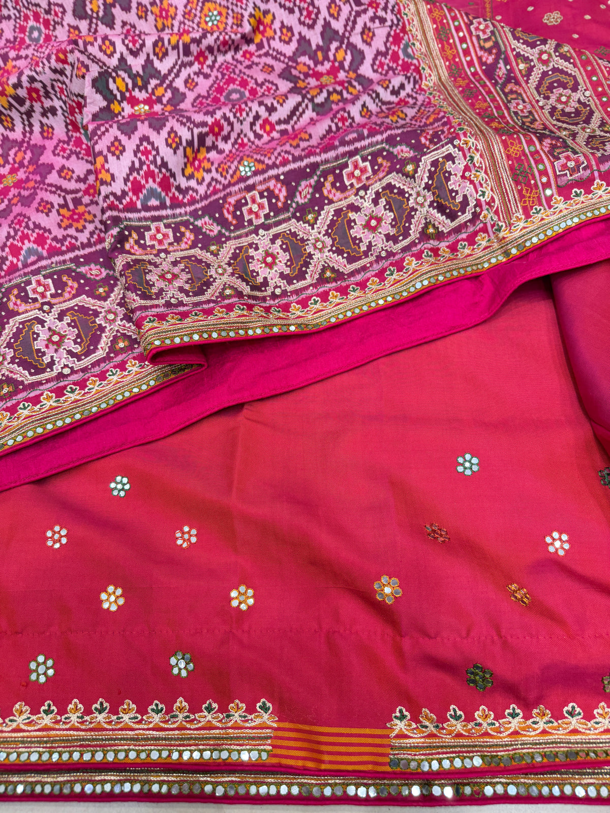White Rani Patan Patola Hand Embroidery Pita Zardosi Saree