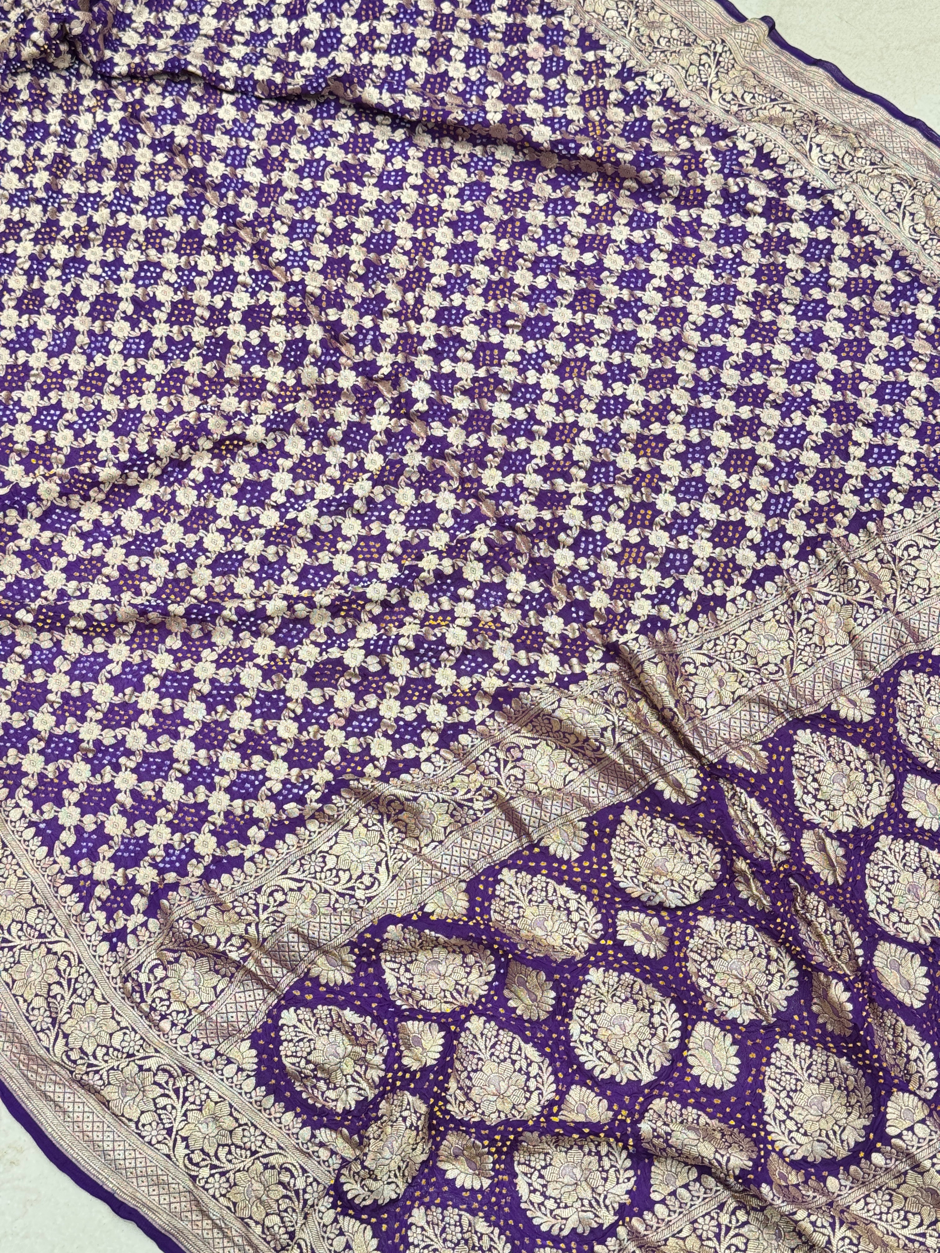 Violet Bandhej Bandhini Saree