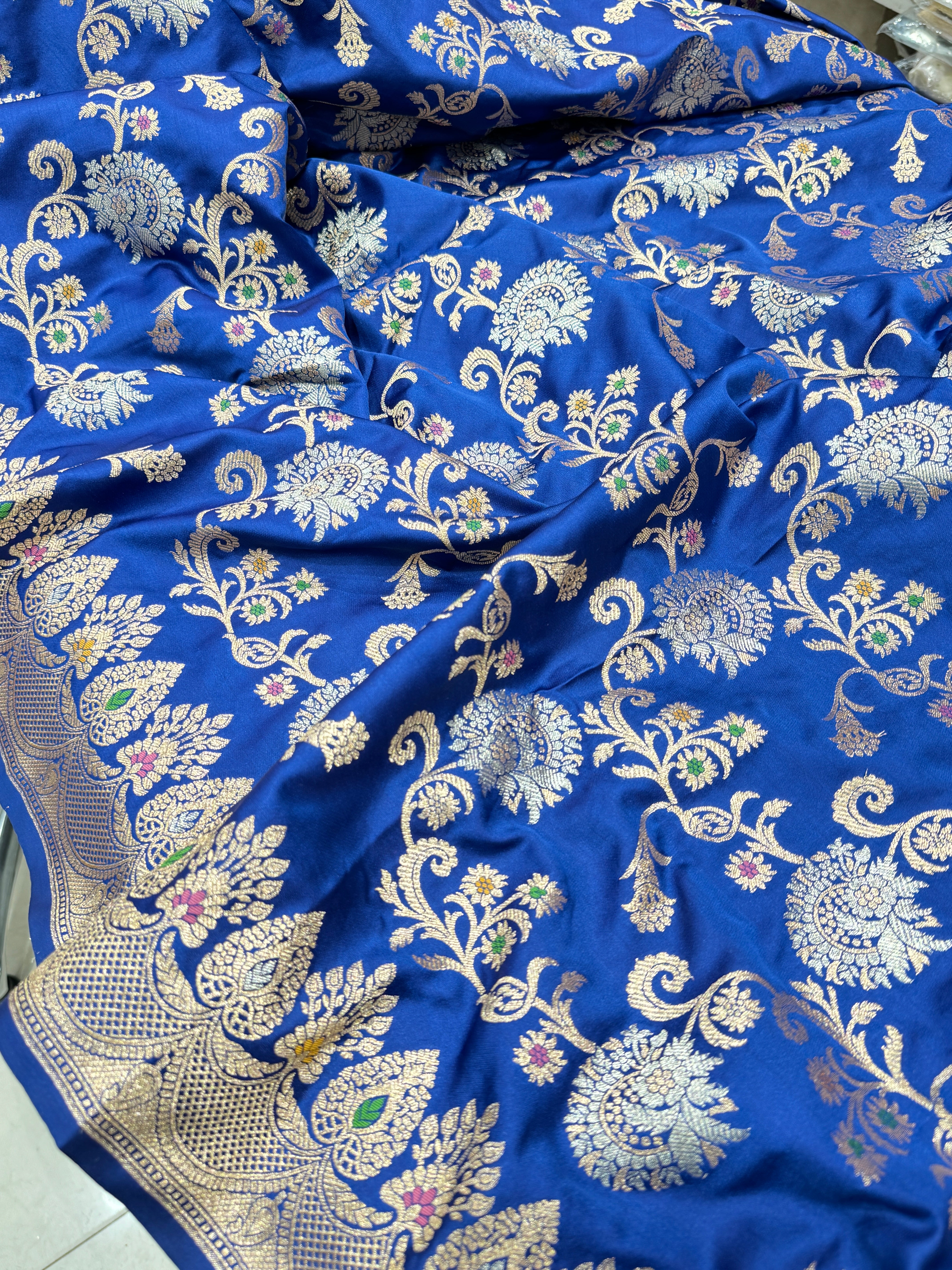 Royal Blue Meenakari Silk Saree