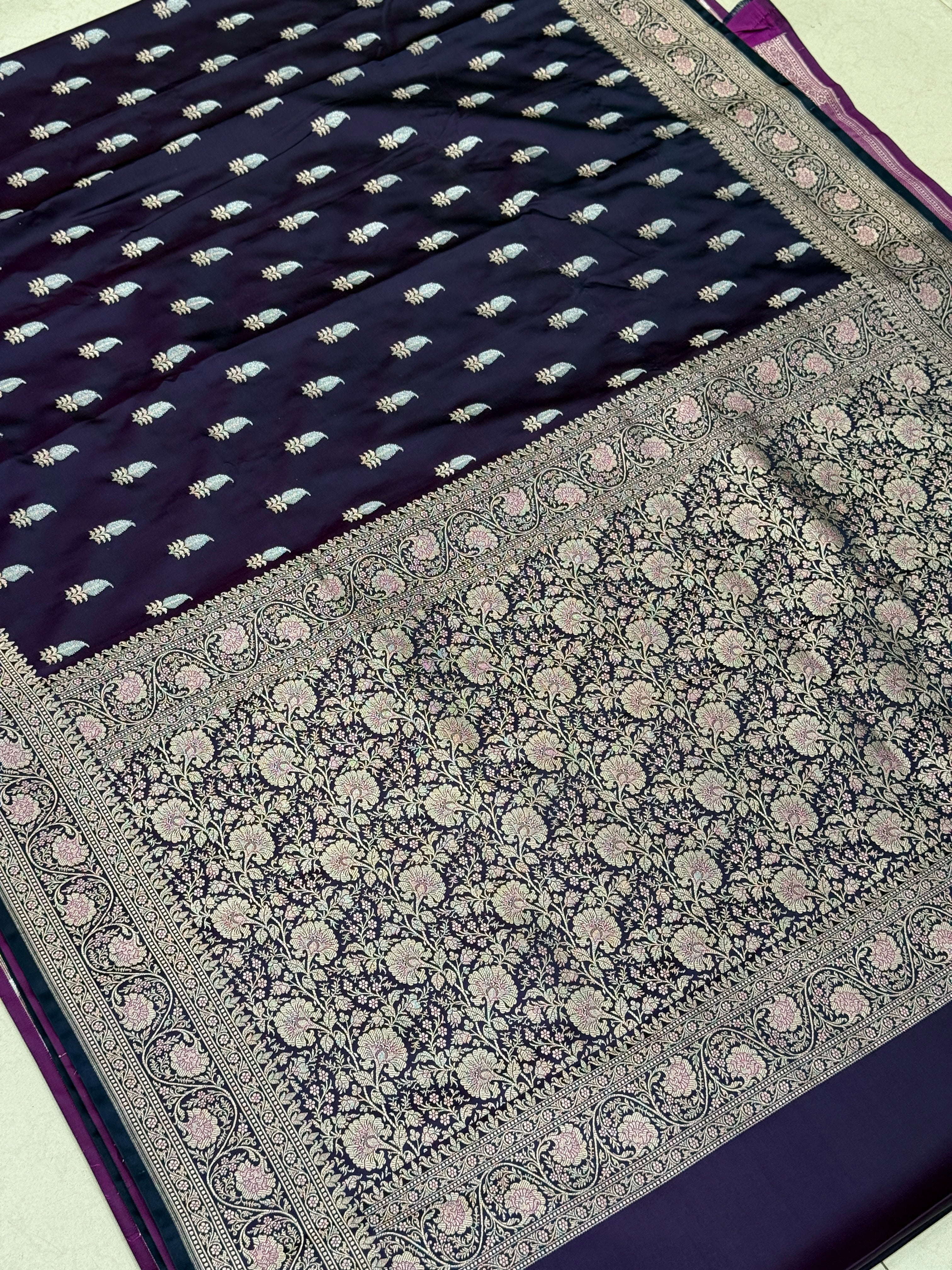 Purple Banarasi Silk Sona Roopa Buttis Saree
