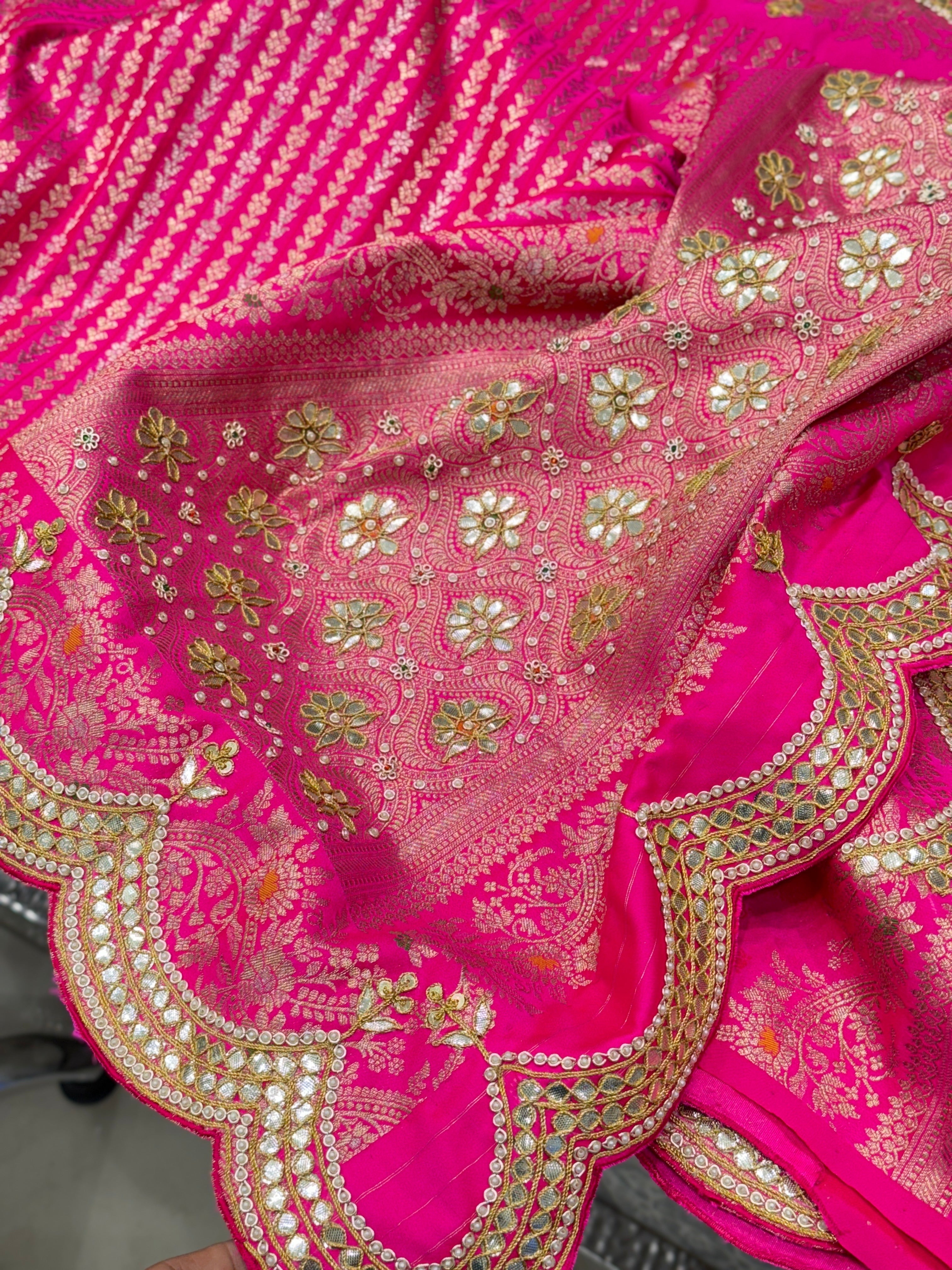 Rani Pink Banarasi Gotapatti Saree