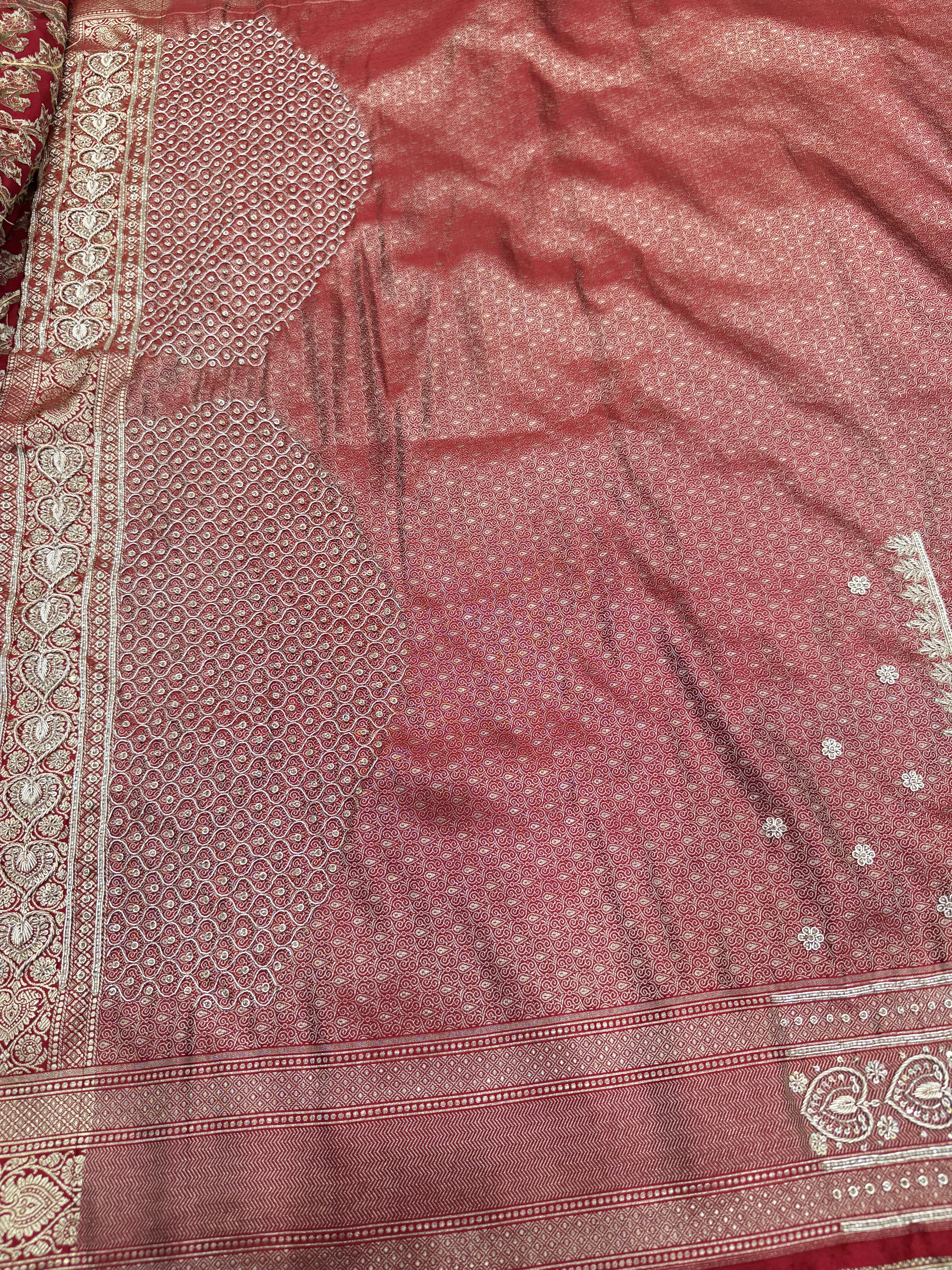 Red Banarasi Zardosi Jaal Saree