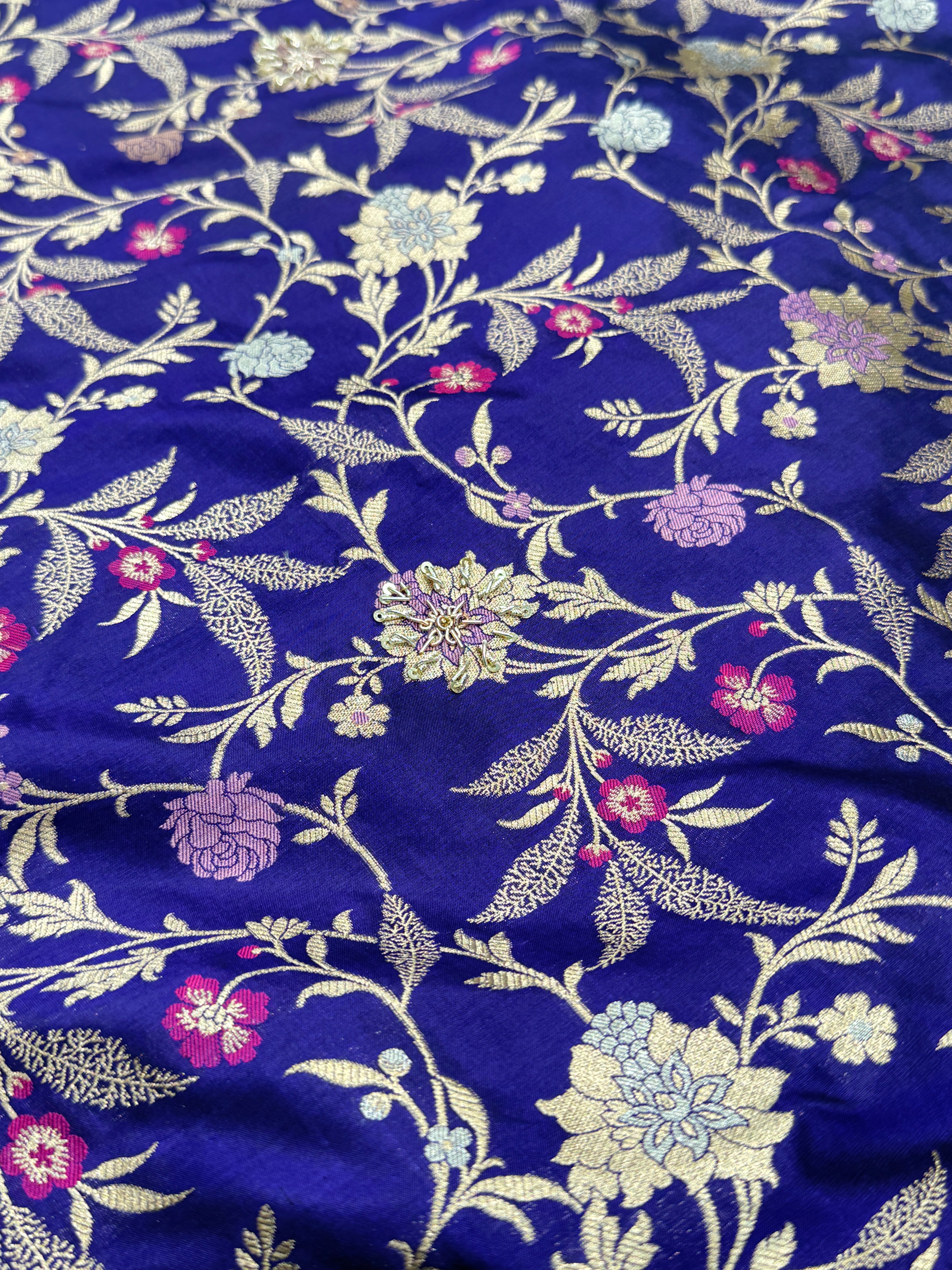 Violet Meenakari Katan Zardosi Embroidery Saree