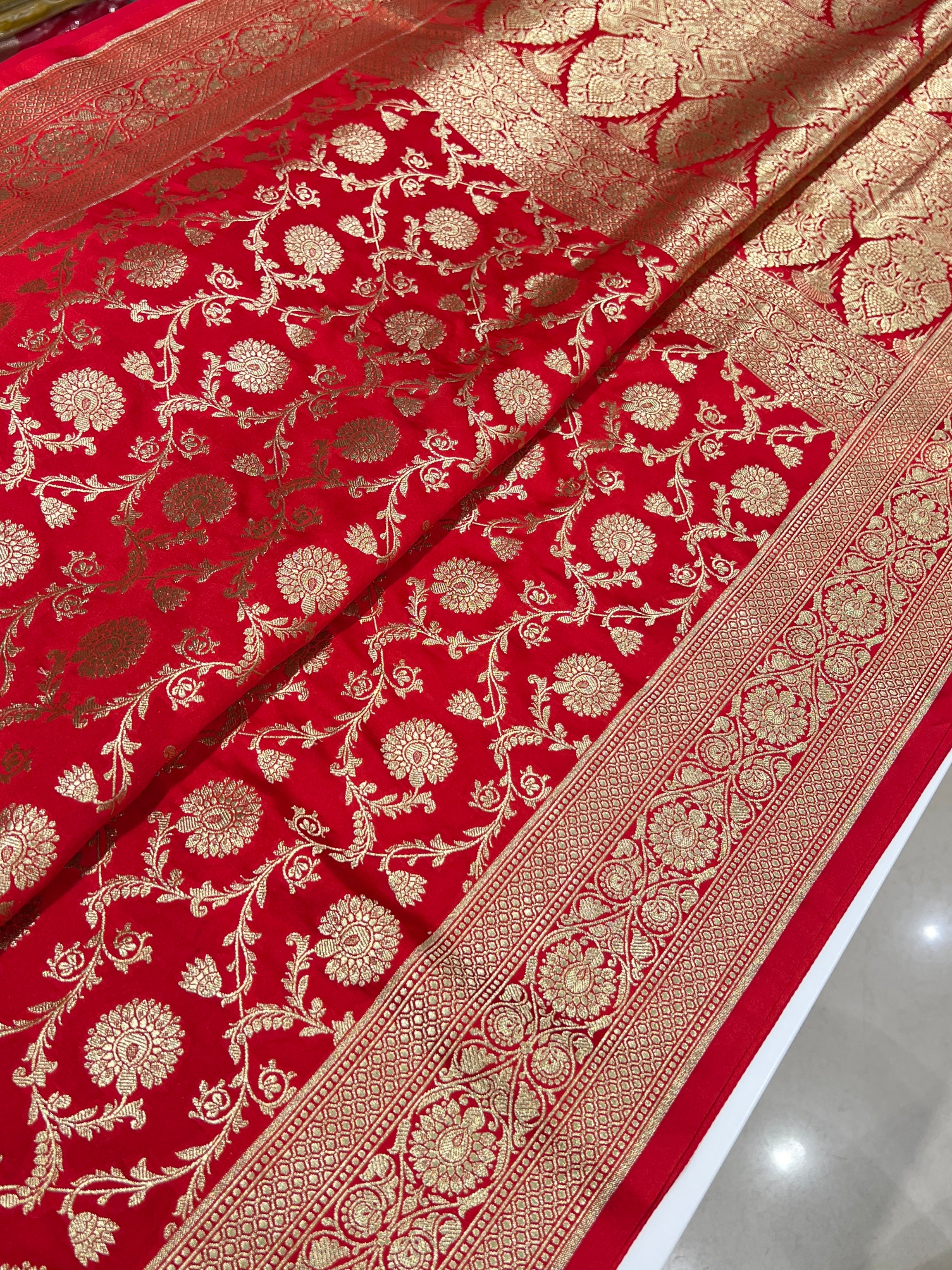 Red Banarasi Big Jaal Silk Saree