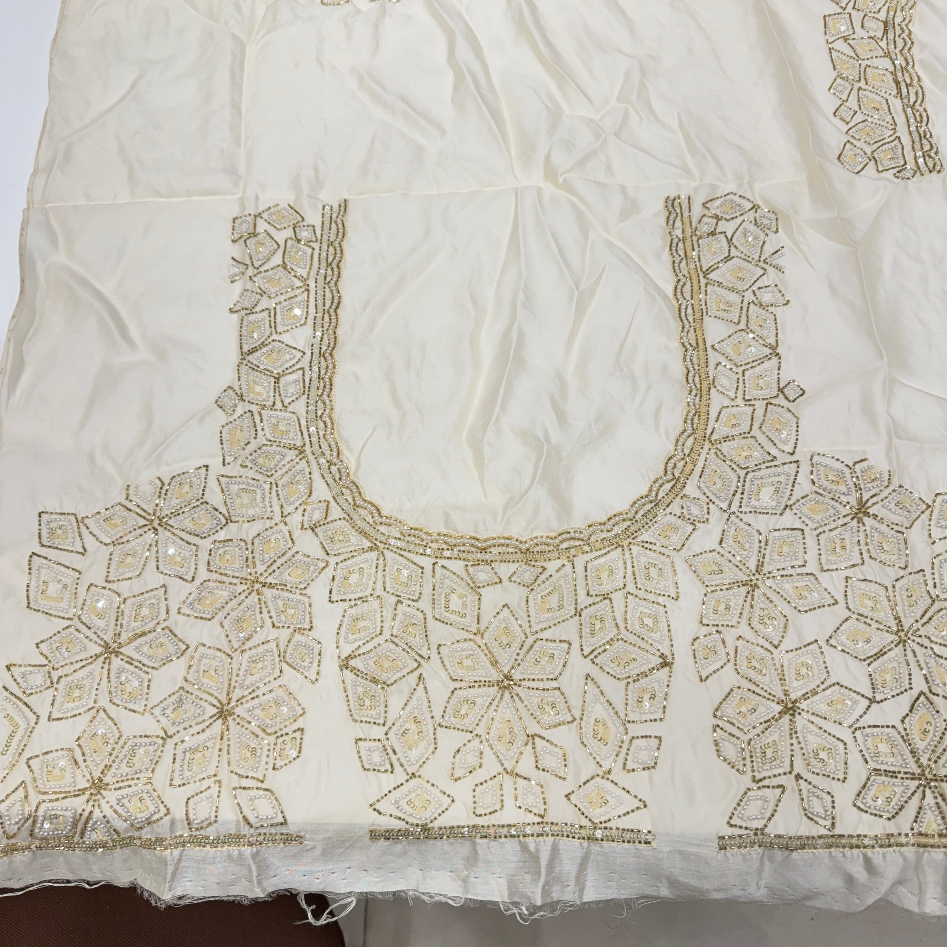 Off White Silk Hand Embroidery Blouse Piece