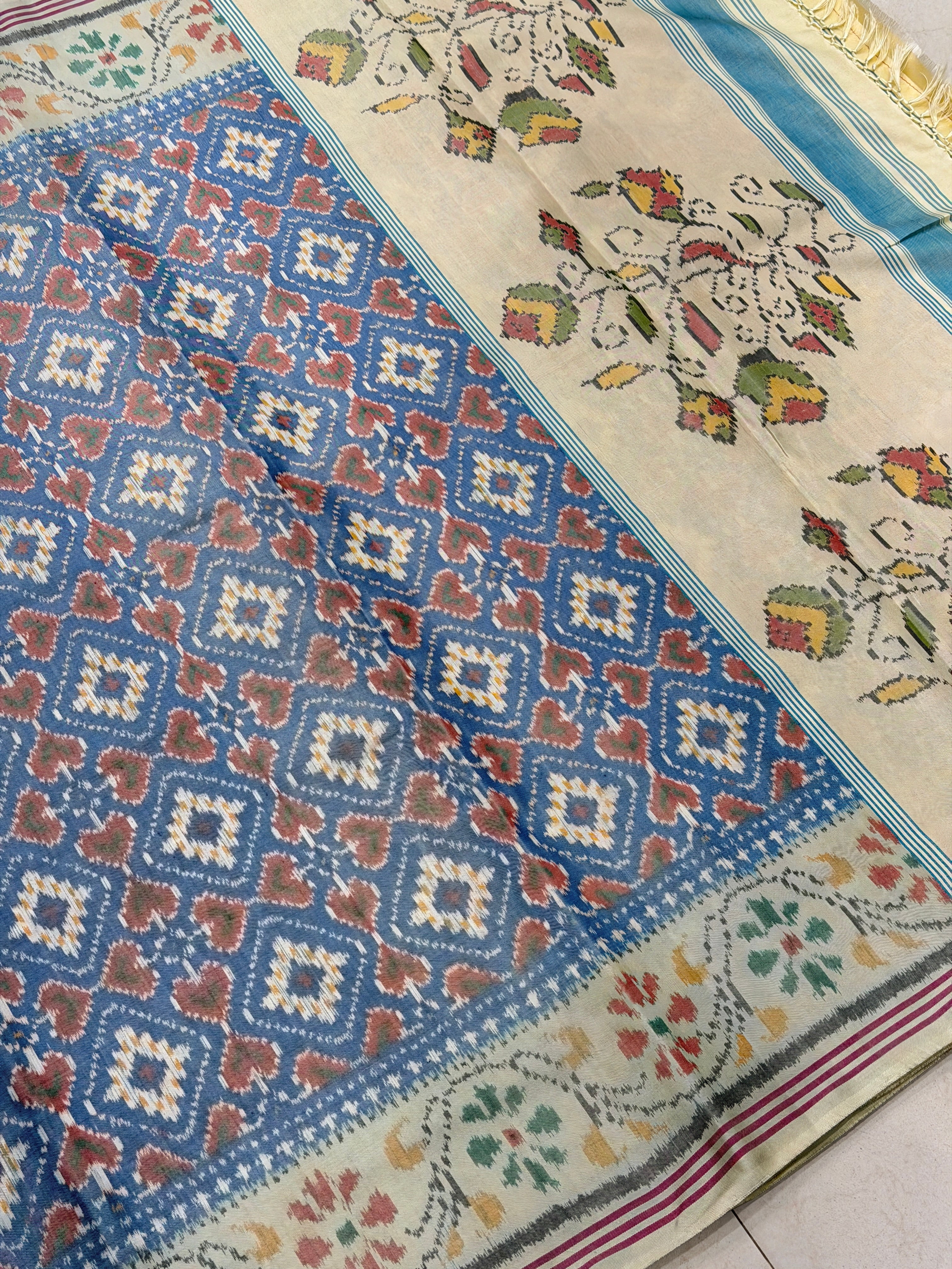 Pastel Blue Paan Chanda Patan Patola Handloom Saree