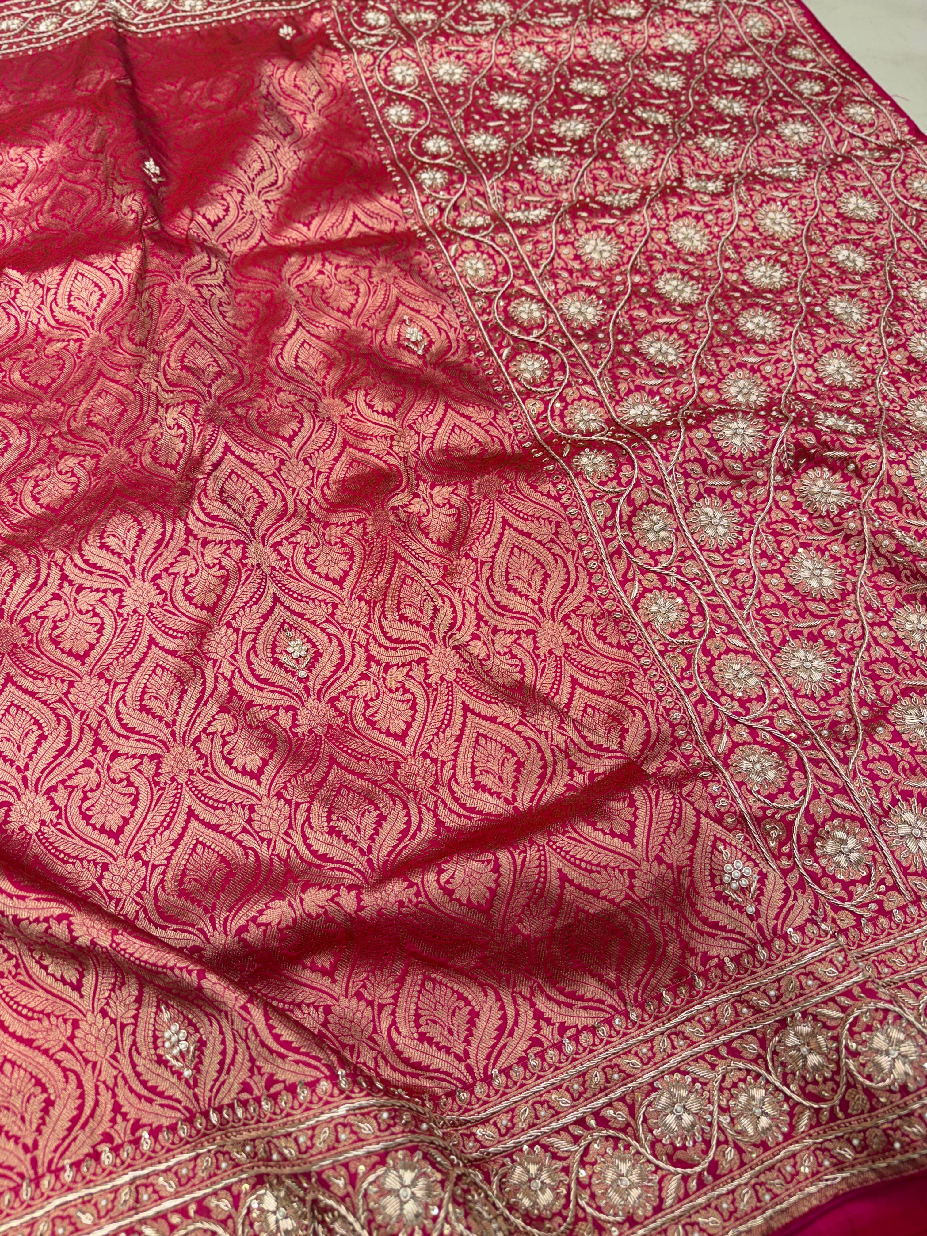 Jhanvi Kapoor Raw Mango Inspired Handloom Banarasi Katan Silk Zardosi Hand Embroidery Saree