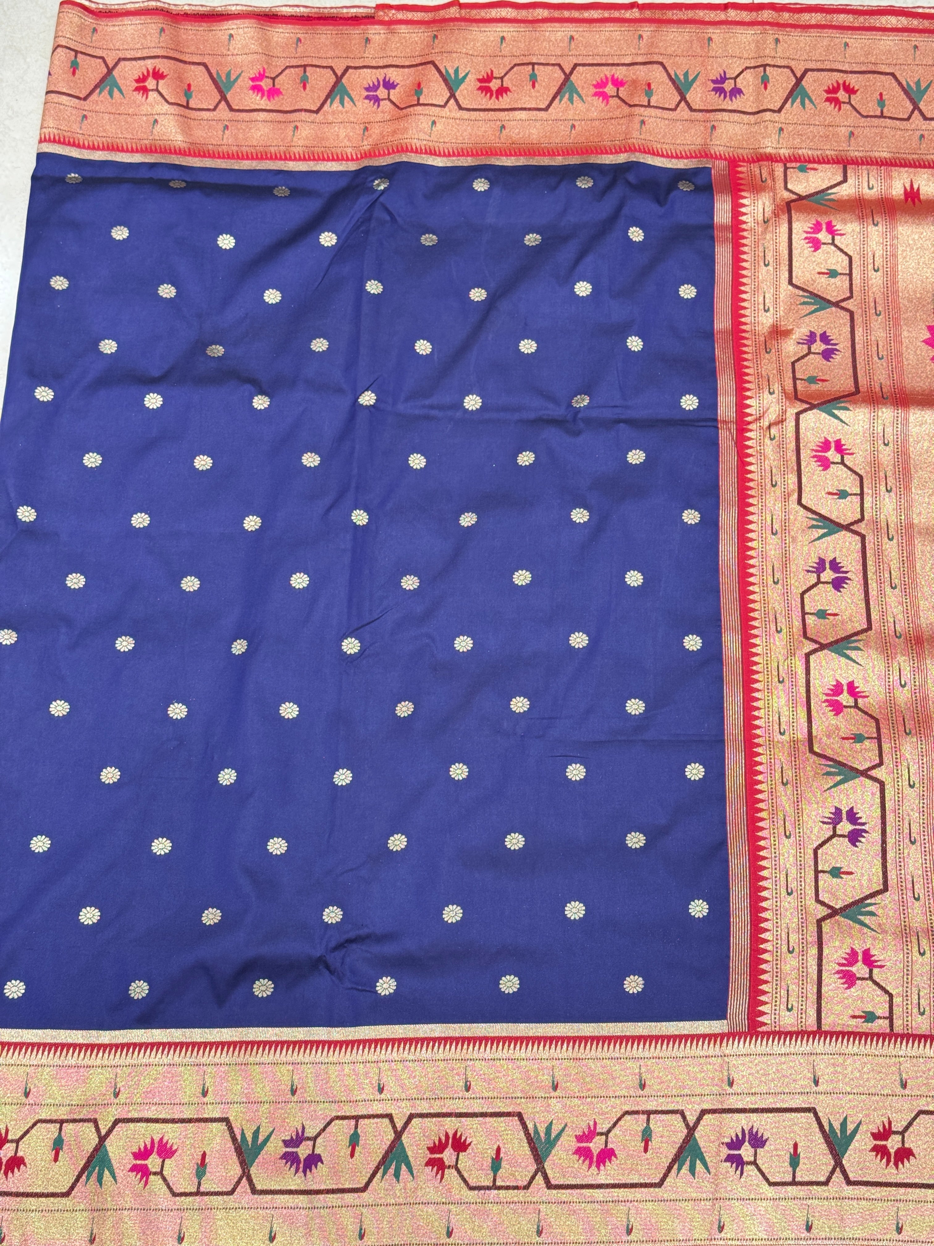 Navy Blue Paithani Silk Saree