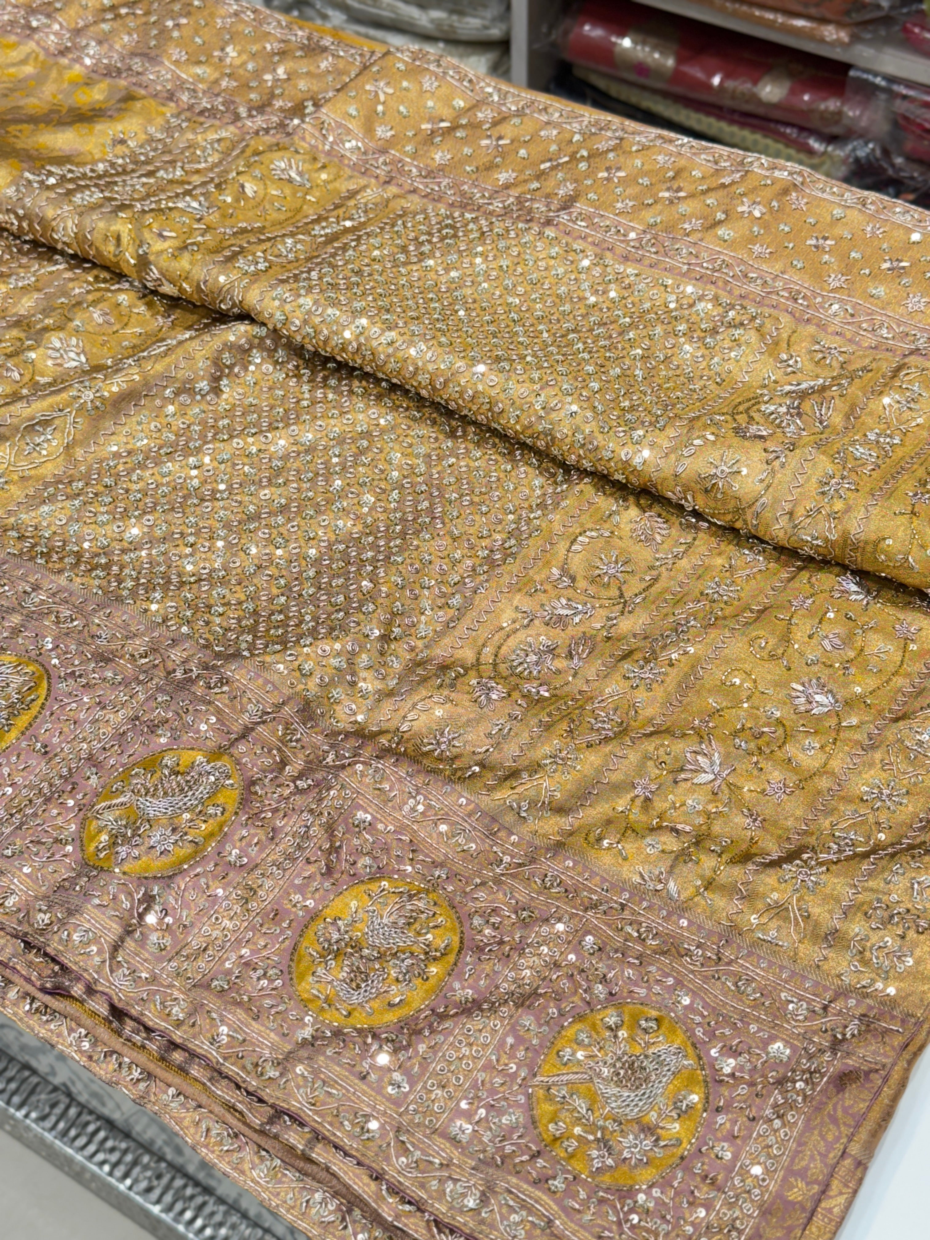 Kanjivaram Hand Embroidery Zardosi Saree