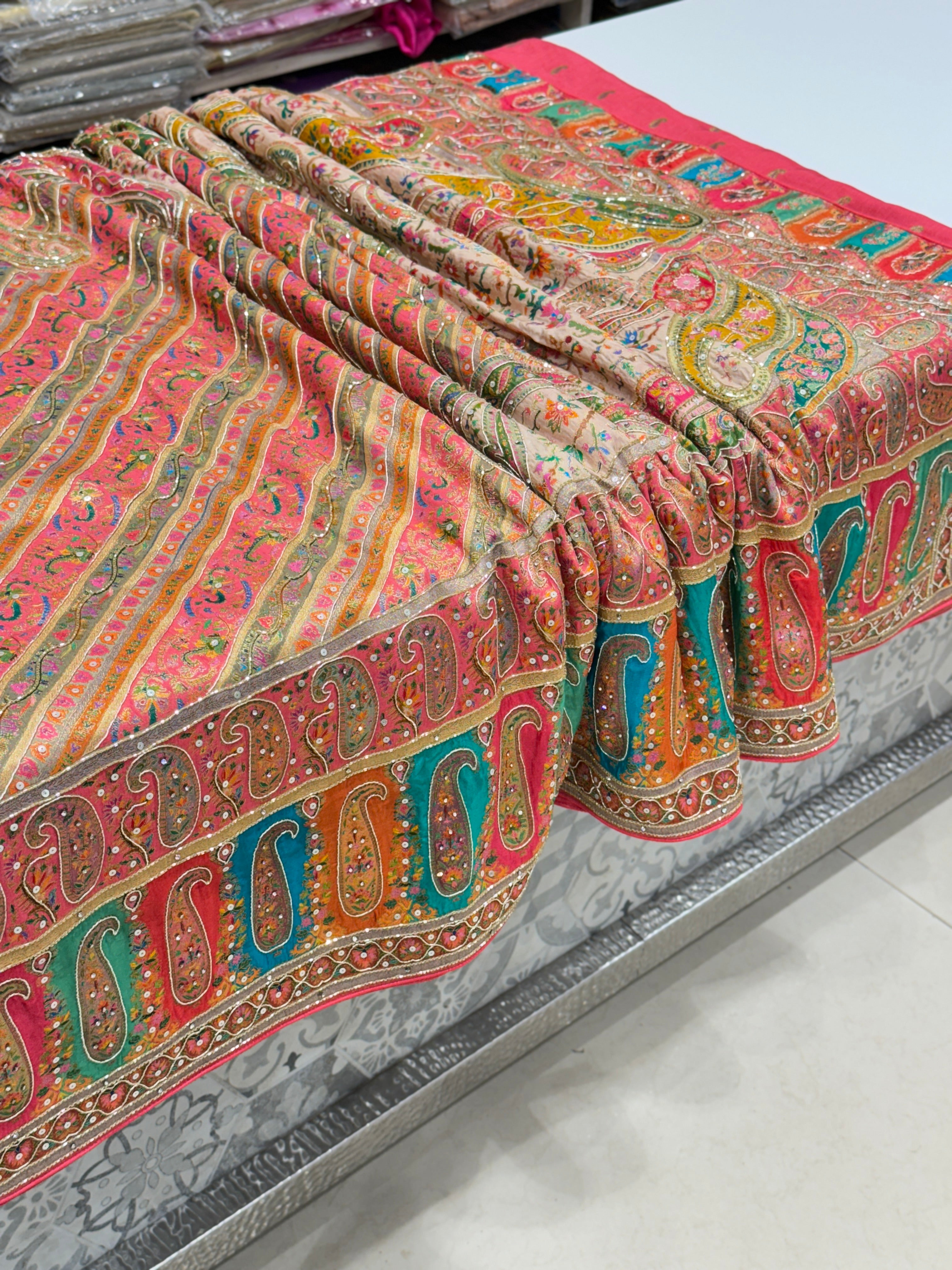 Pashmina Inspired Saree with Hand Embroidery