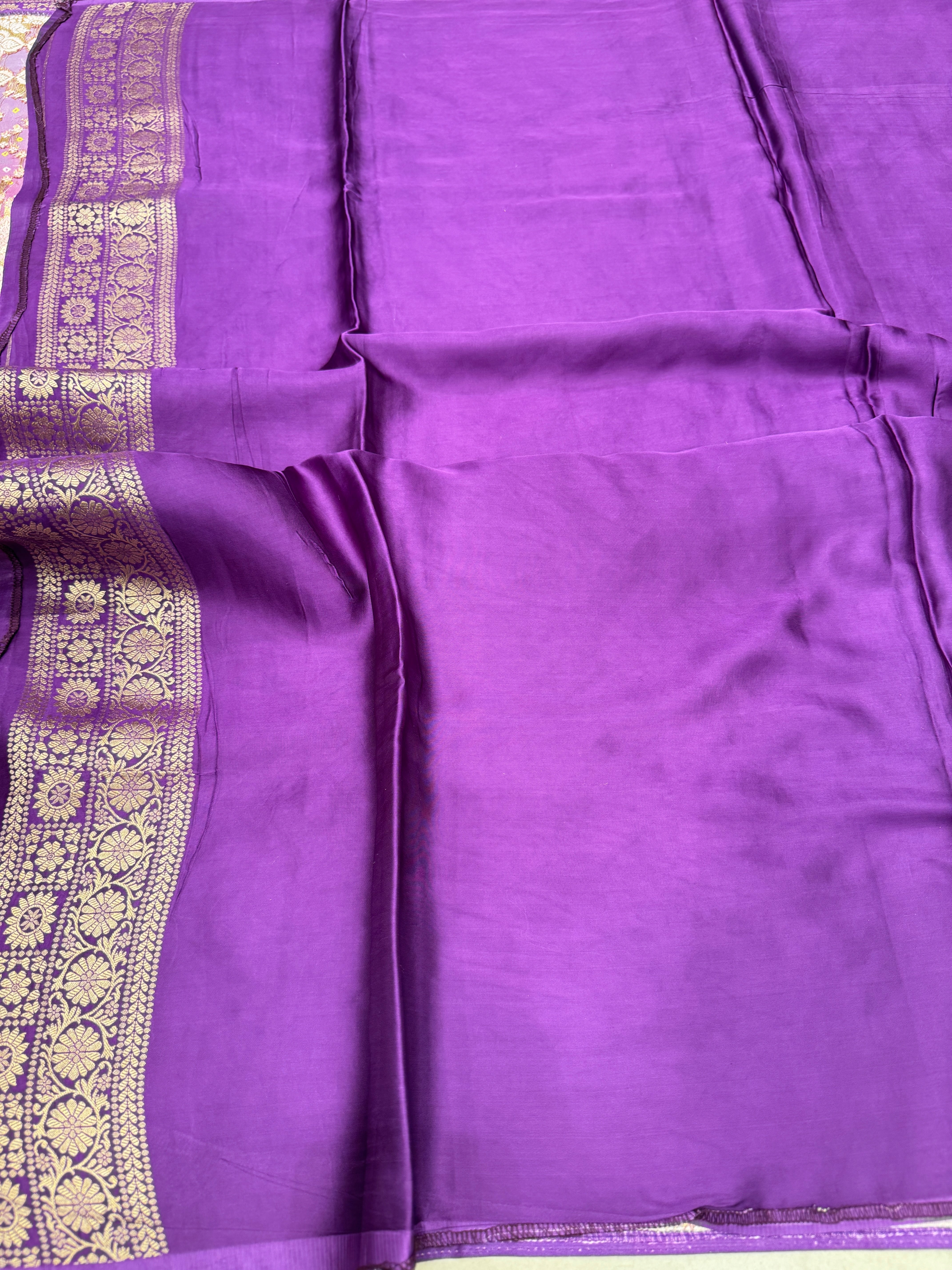 Shaded Rani Purple Bandhej Style Modal Satin Saree