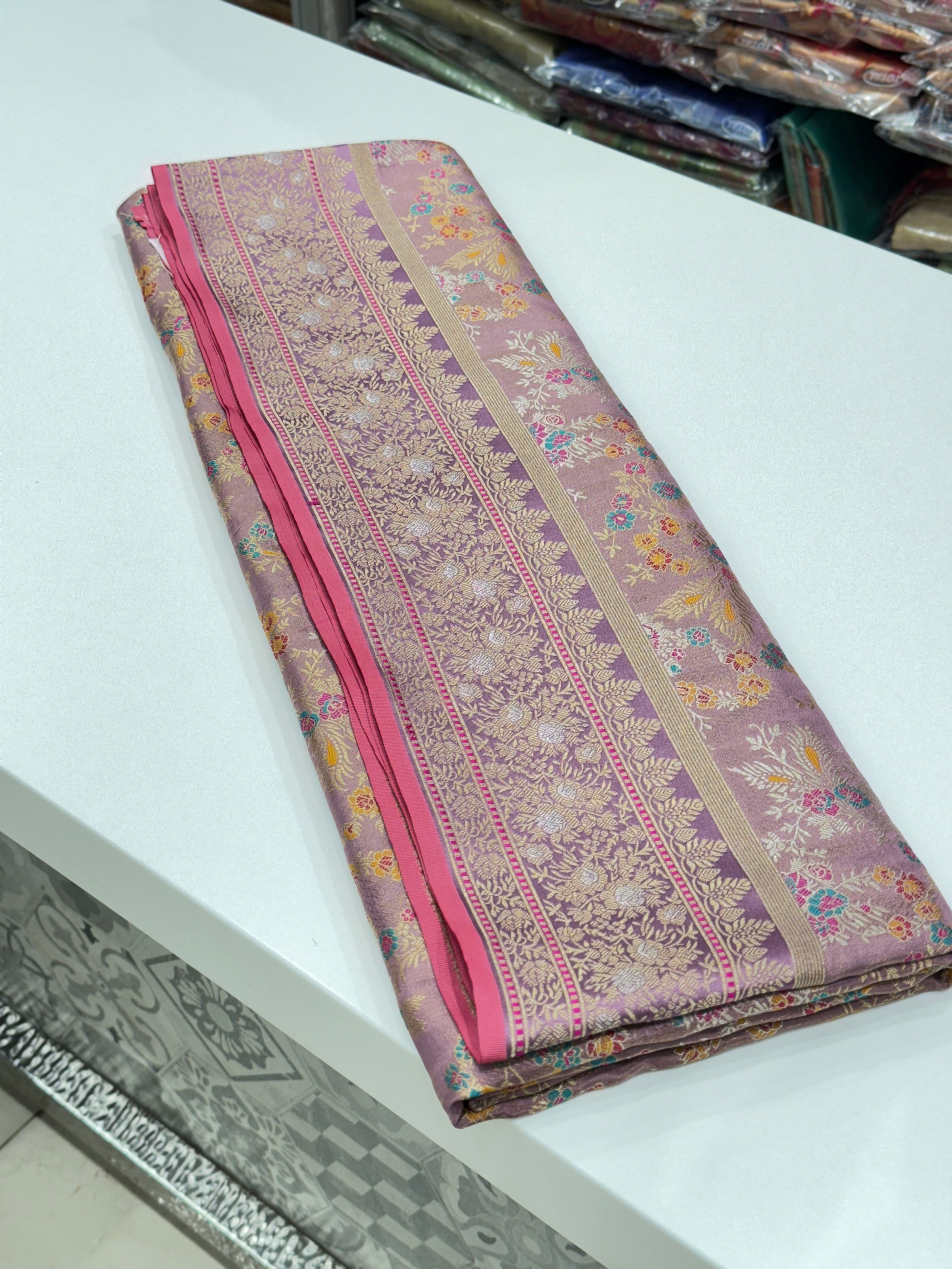 Lilac Meenakari Banarasi Zari Silk Saree