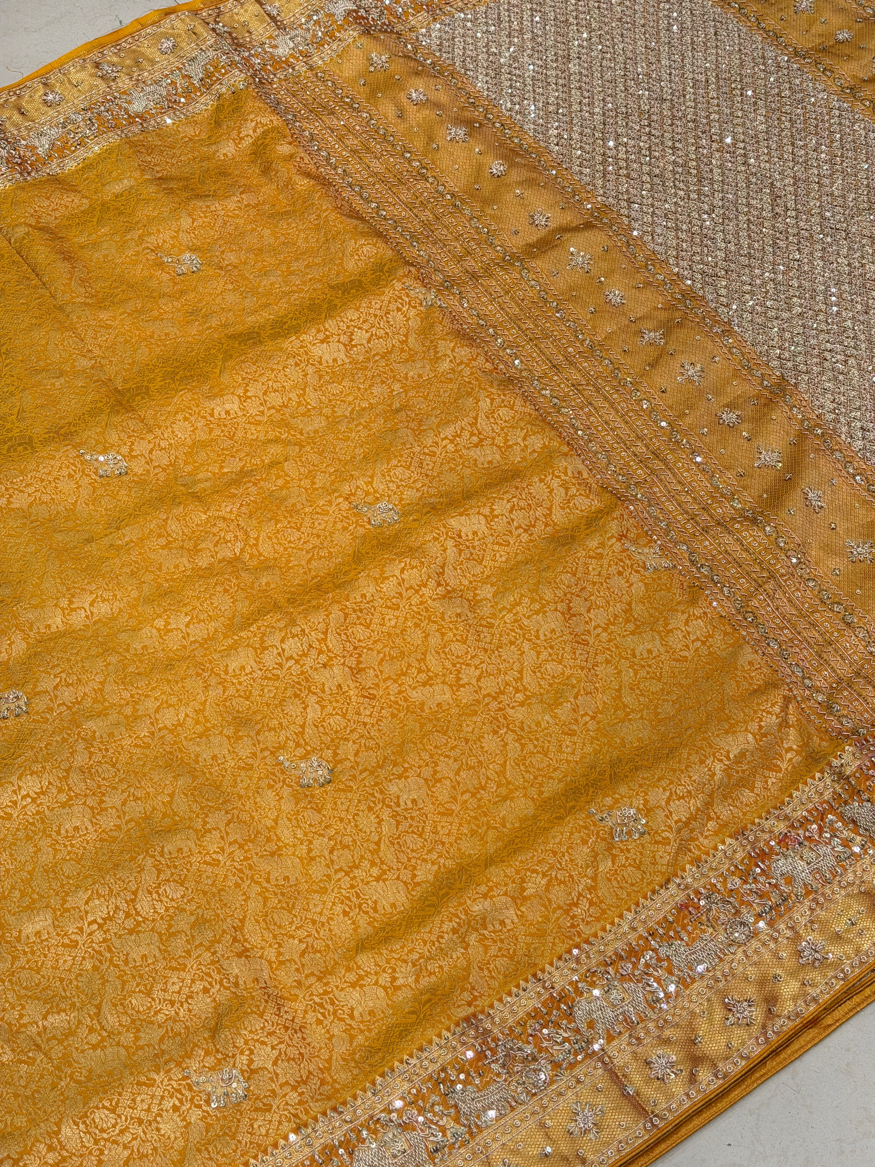 Rust Orange Doli Kanjivaram Zardosi Hand Embroidery Saree