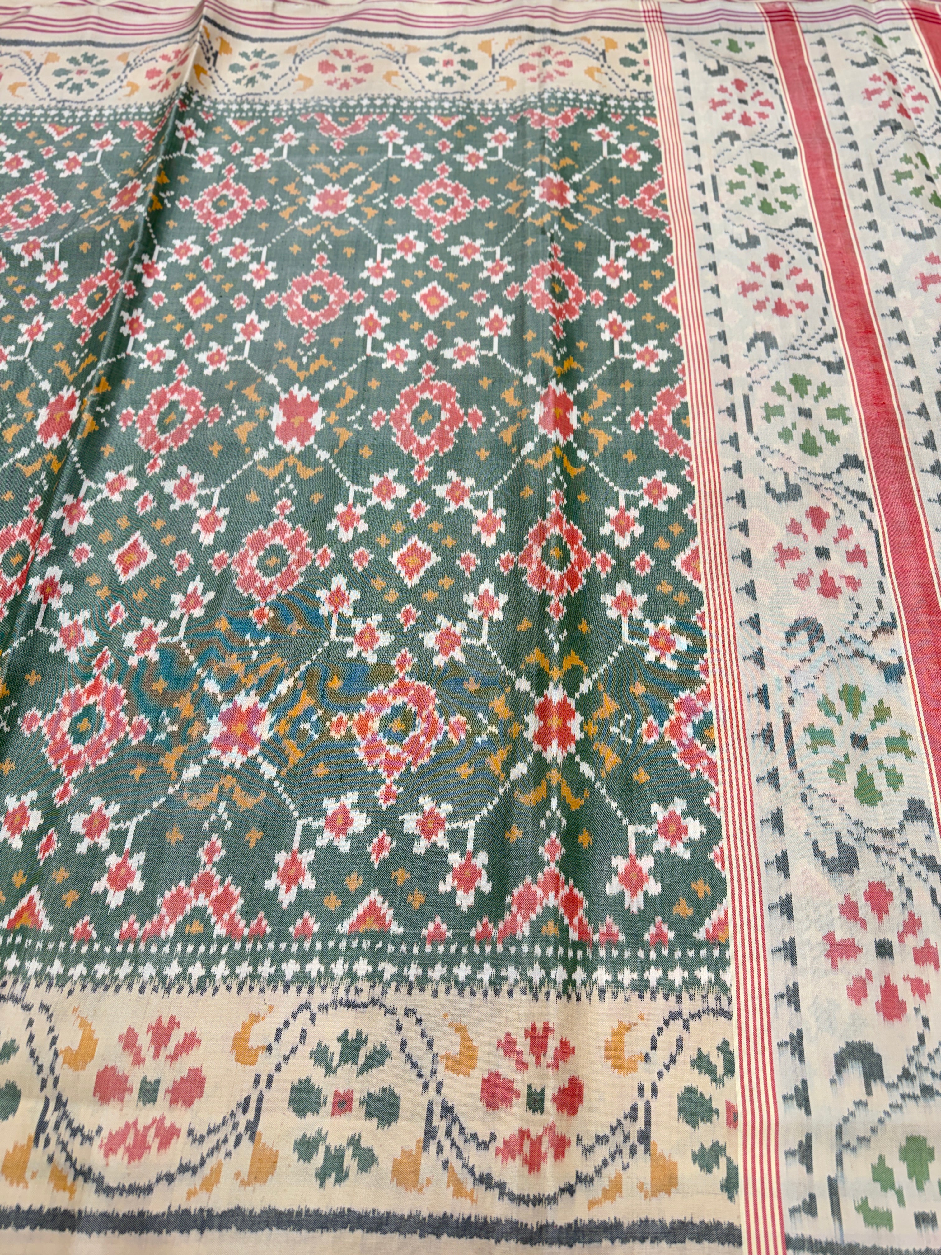 Pastel Green Navratna Patan Patola Handloom Saree