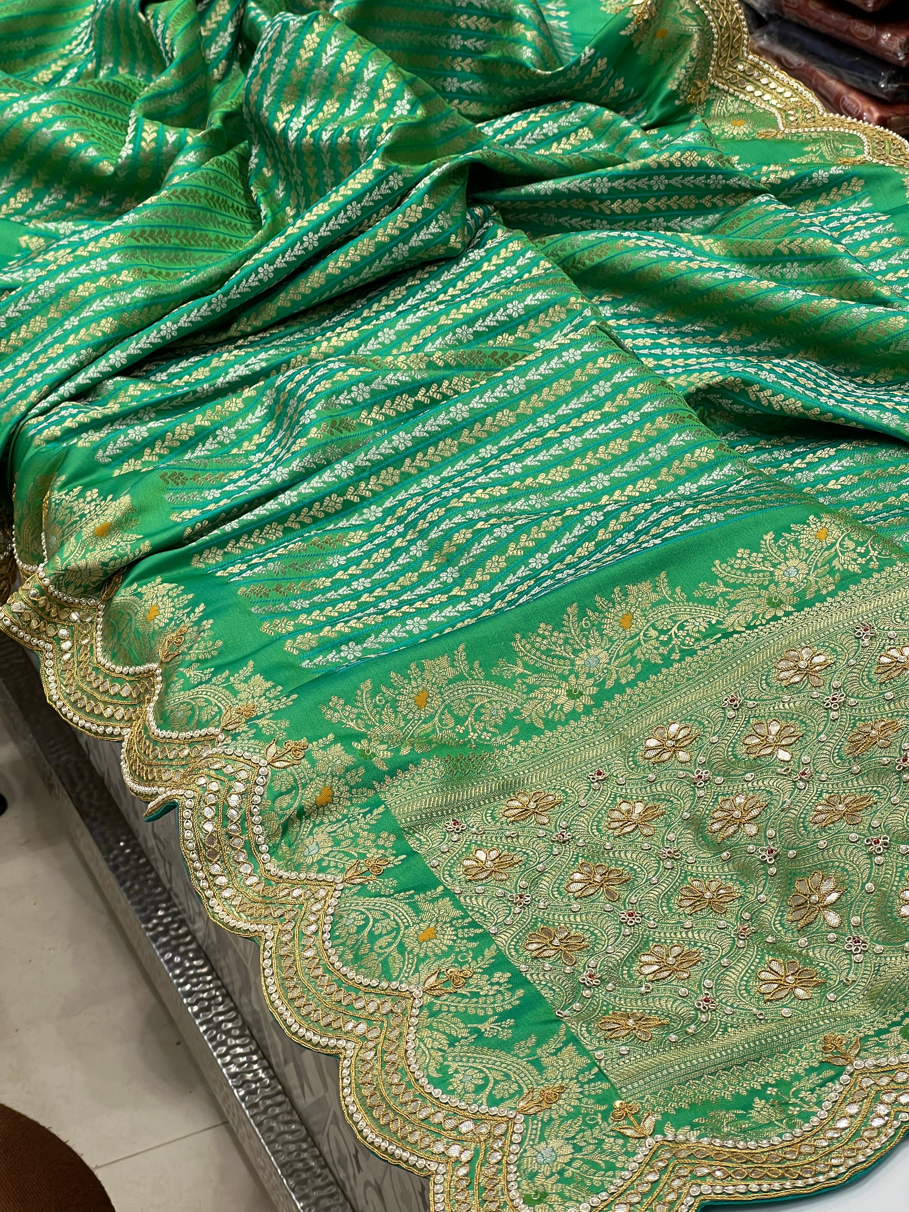 Green Banarasi Weave Gotapatti Saree