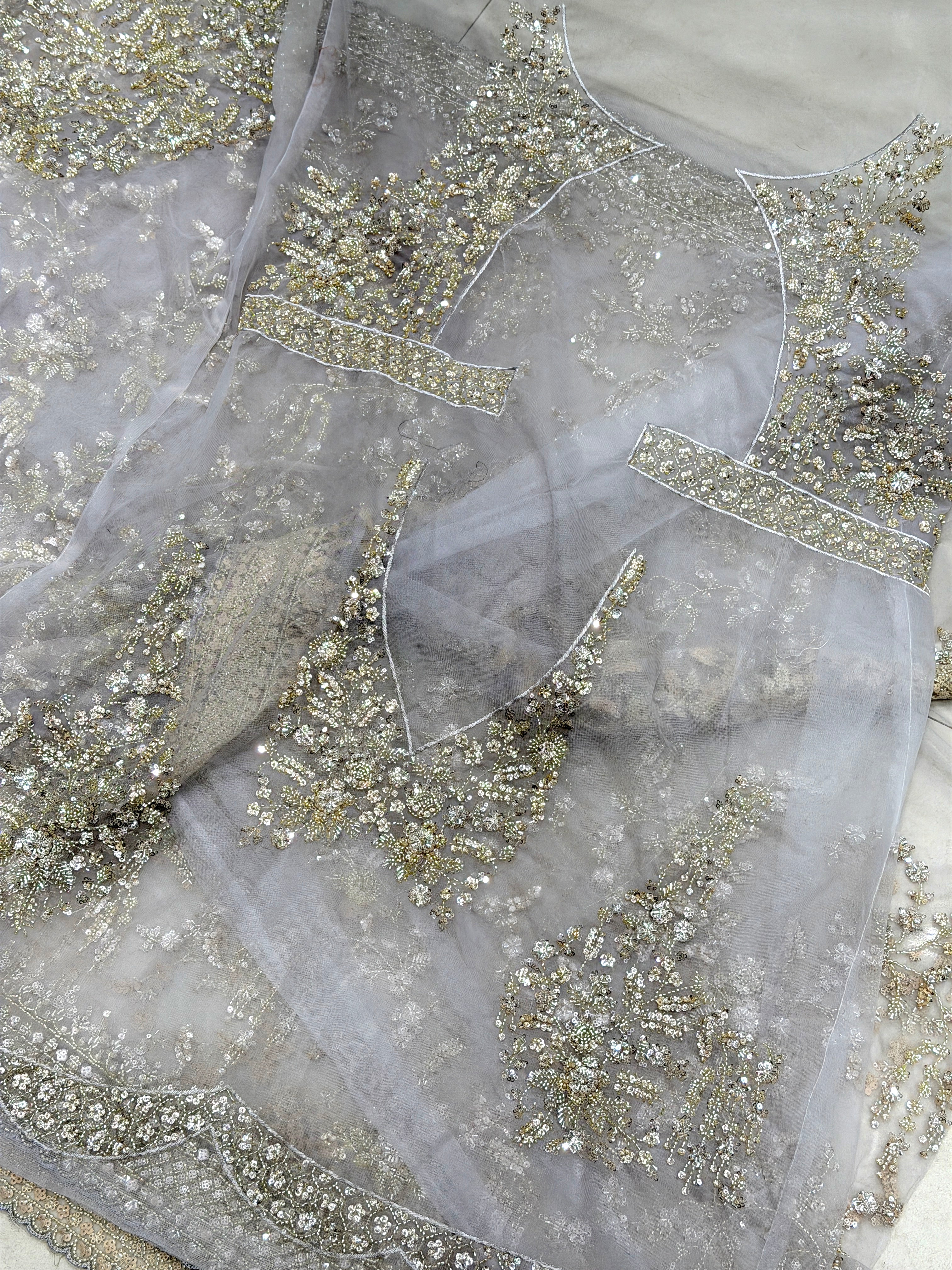 Mauve Moti Sequin Jaal Soft Net Embroidery Saree