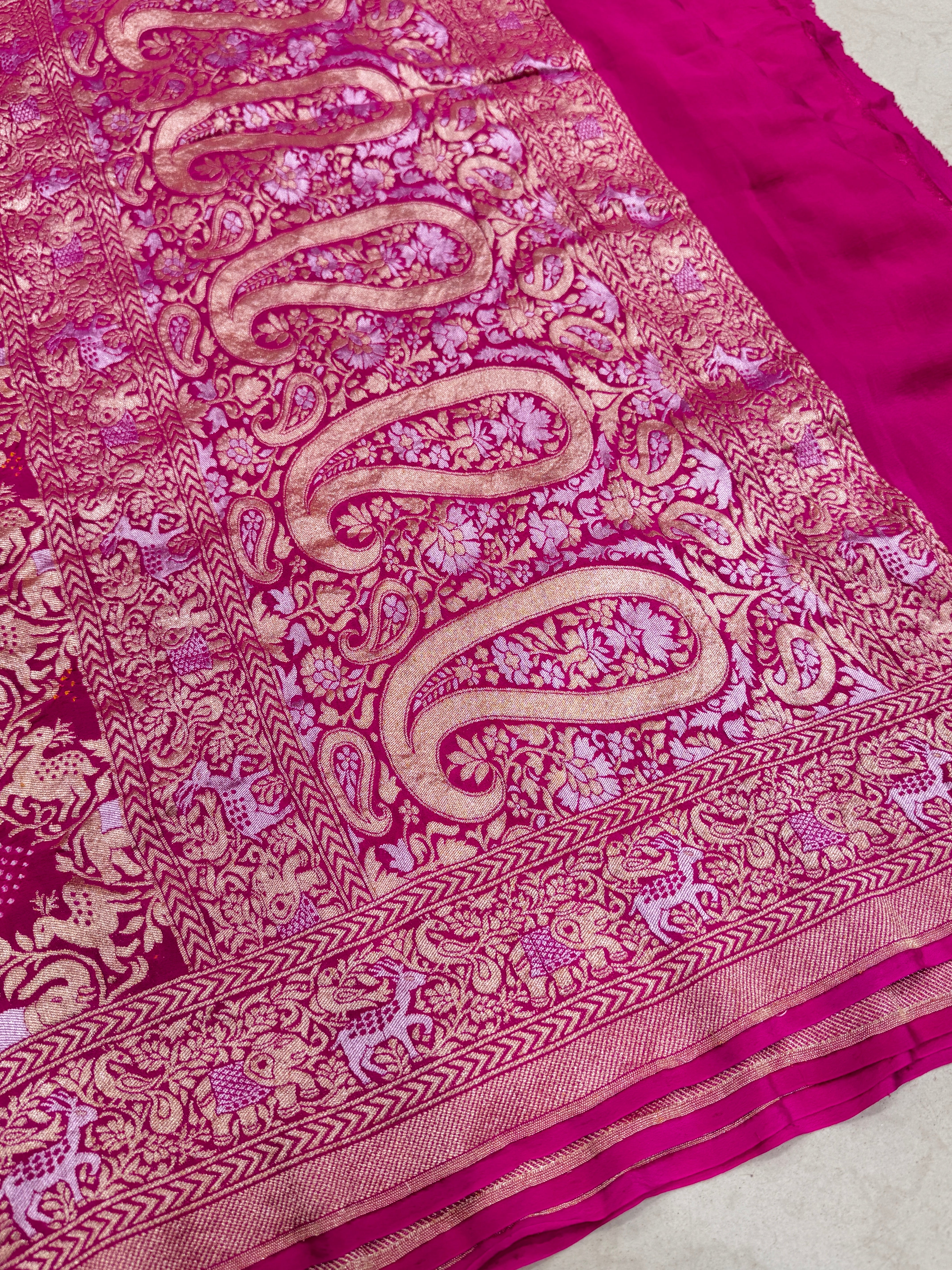 Rani Kadwa Weave Bandhej Saree