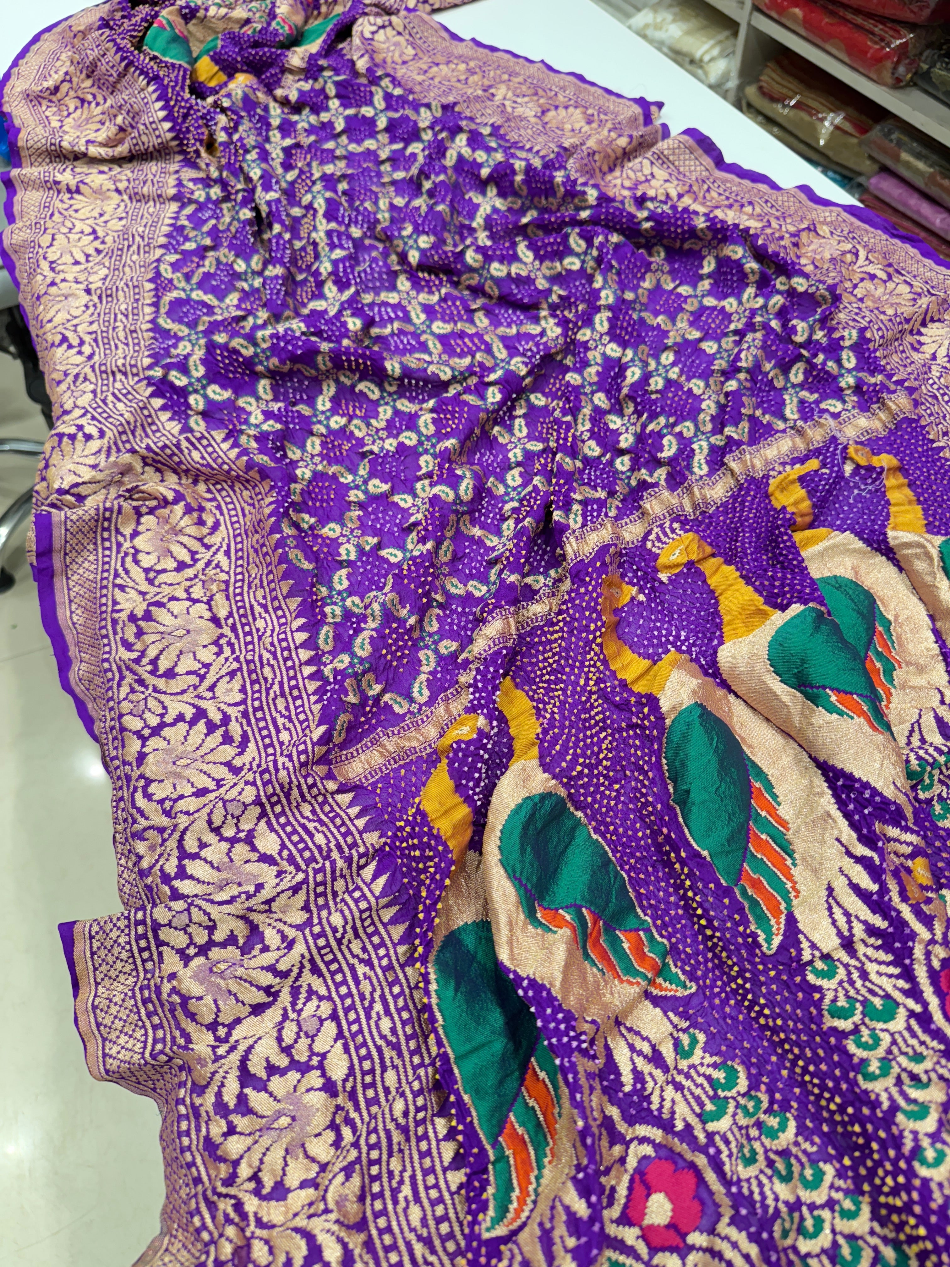 Violet Bandhej Meenakari Dupatta