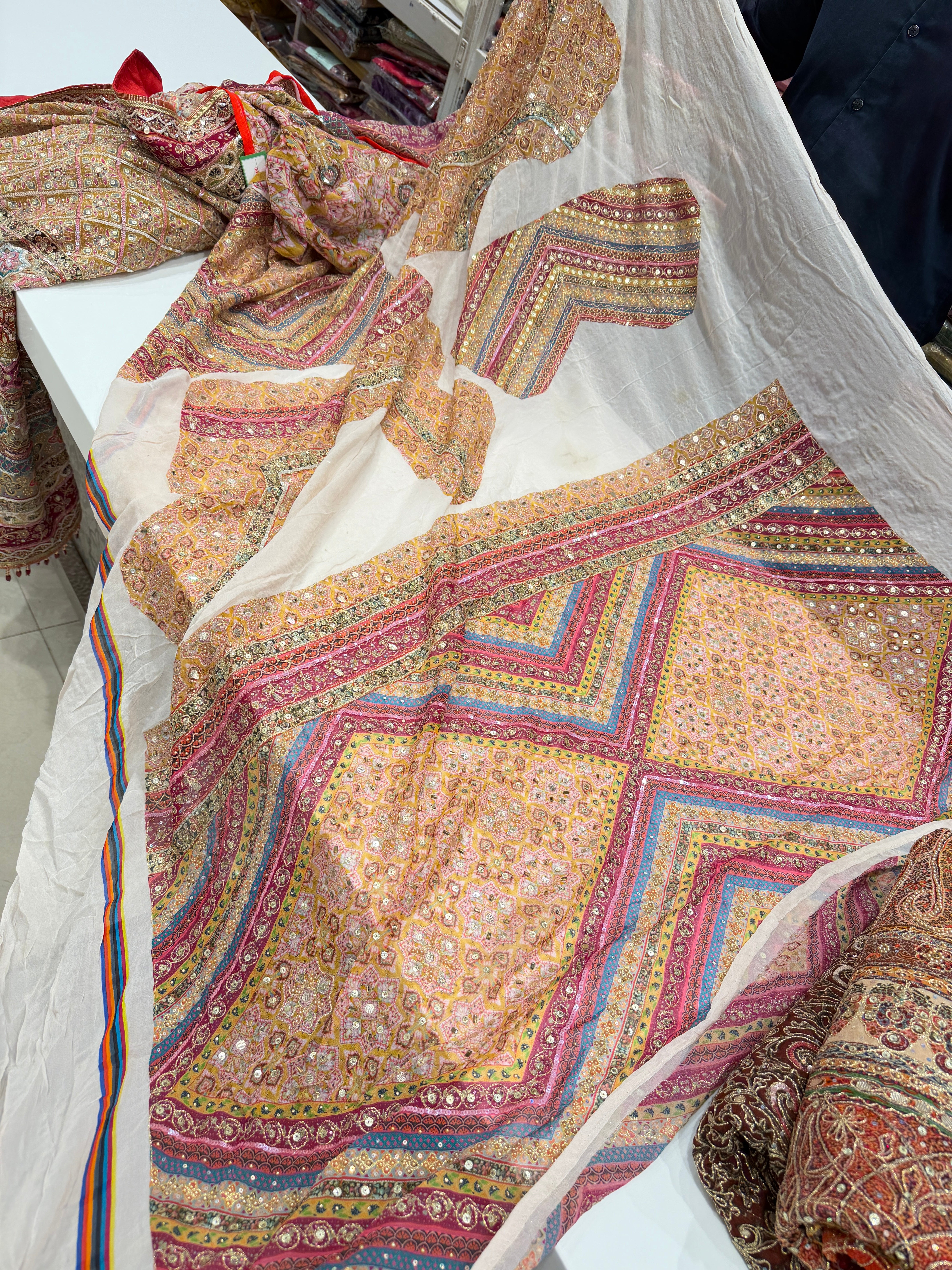 Pink TT inspired Half Half Banarasi Crepe Hand Embroidery Saree