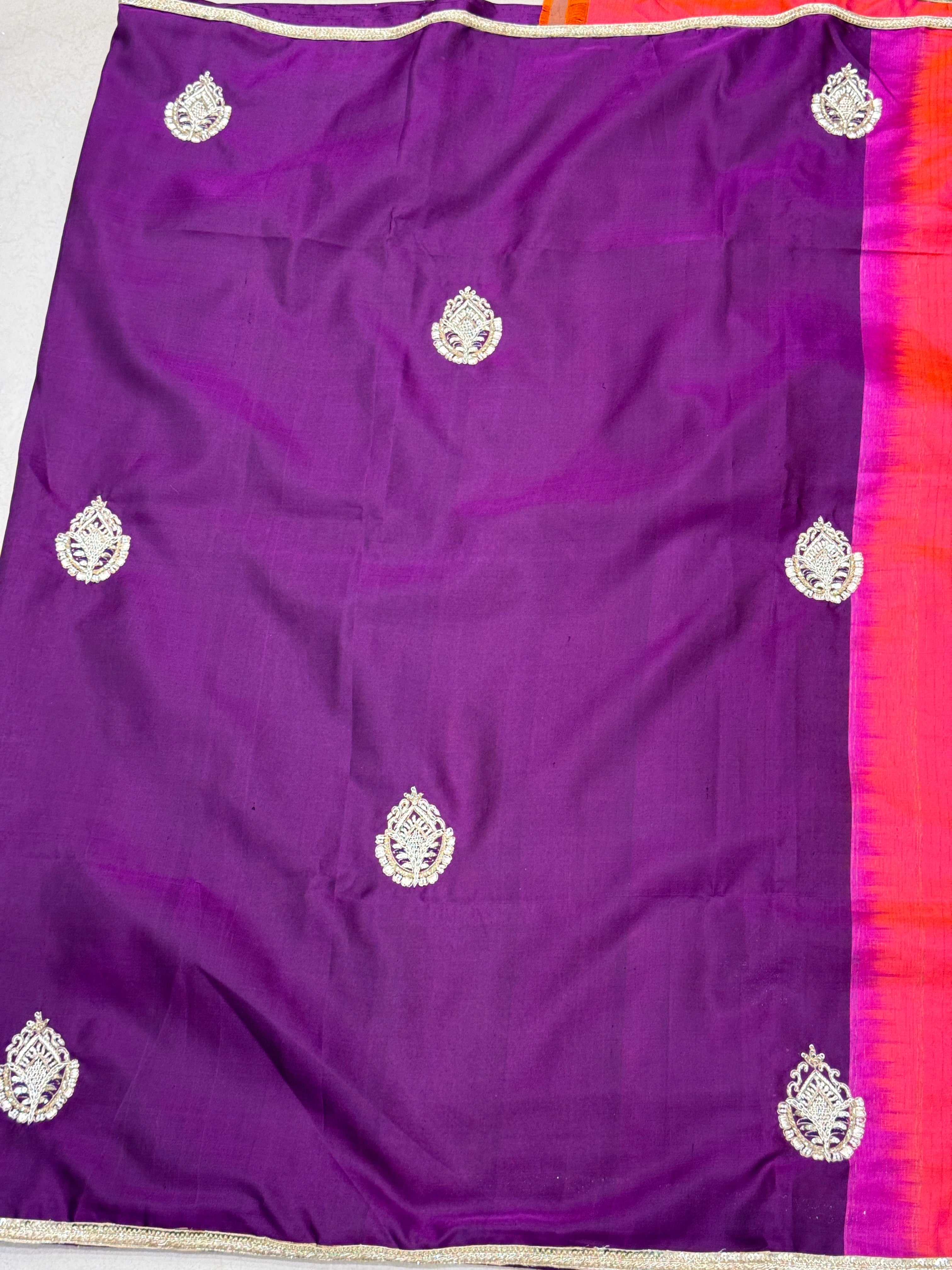 Violet Kanjivaram Soft Silk Zardosi Butta Saree