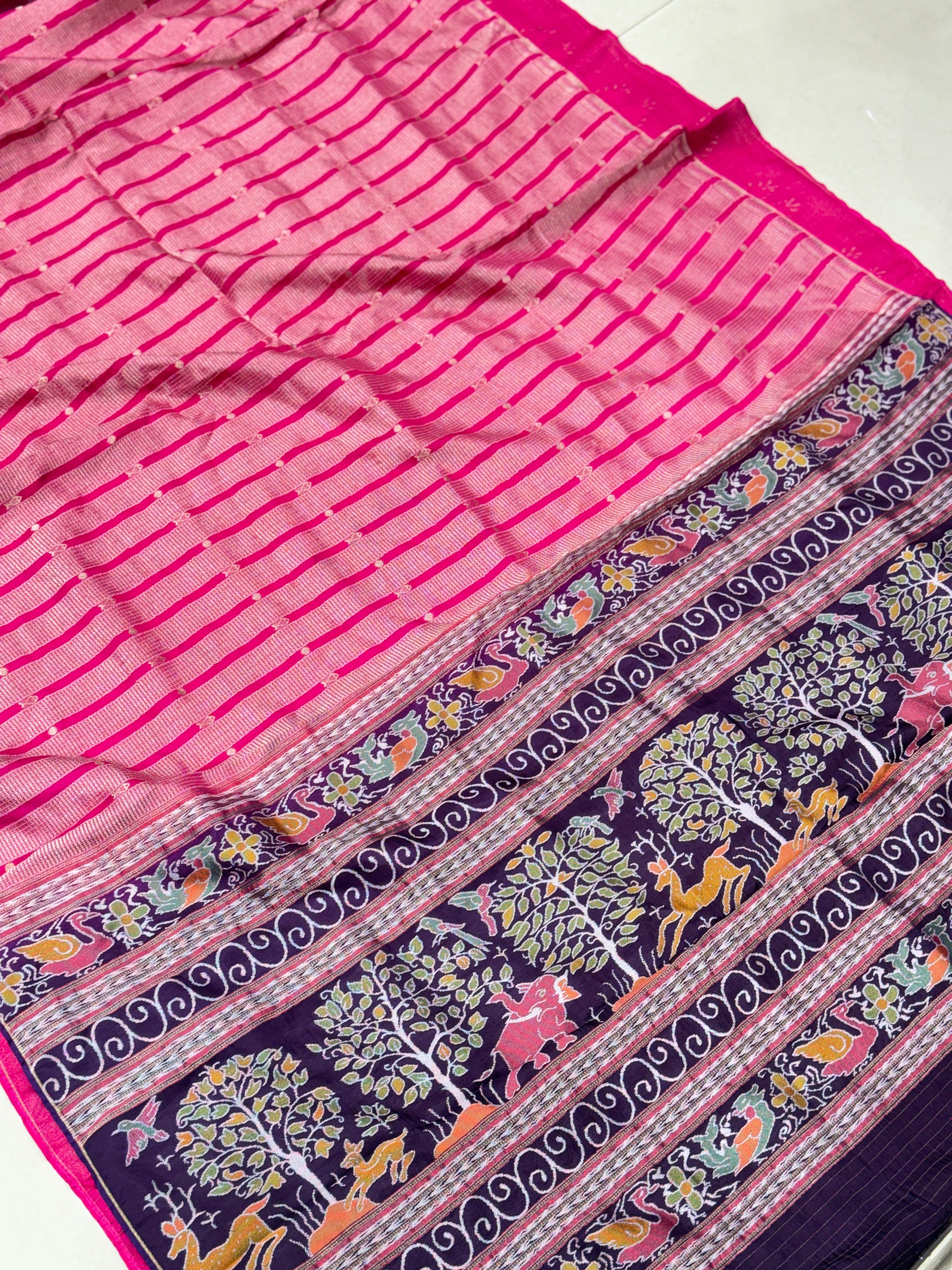 Rani Magenta Madhuri Dixit Inspired Banarasi Munga Saree