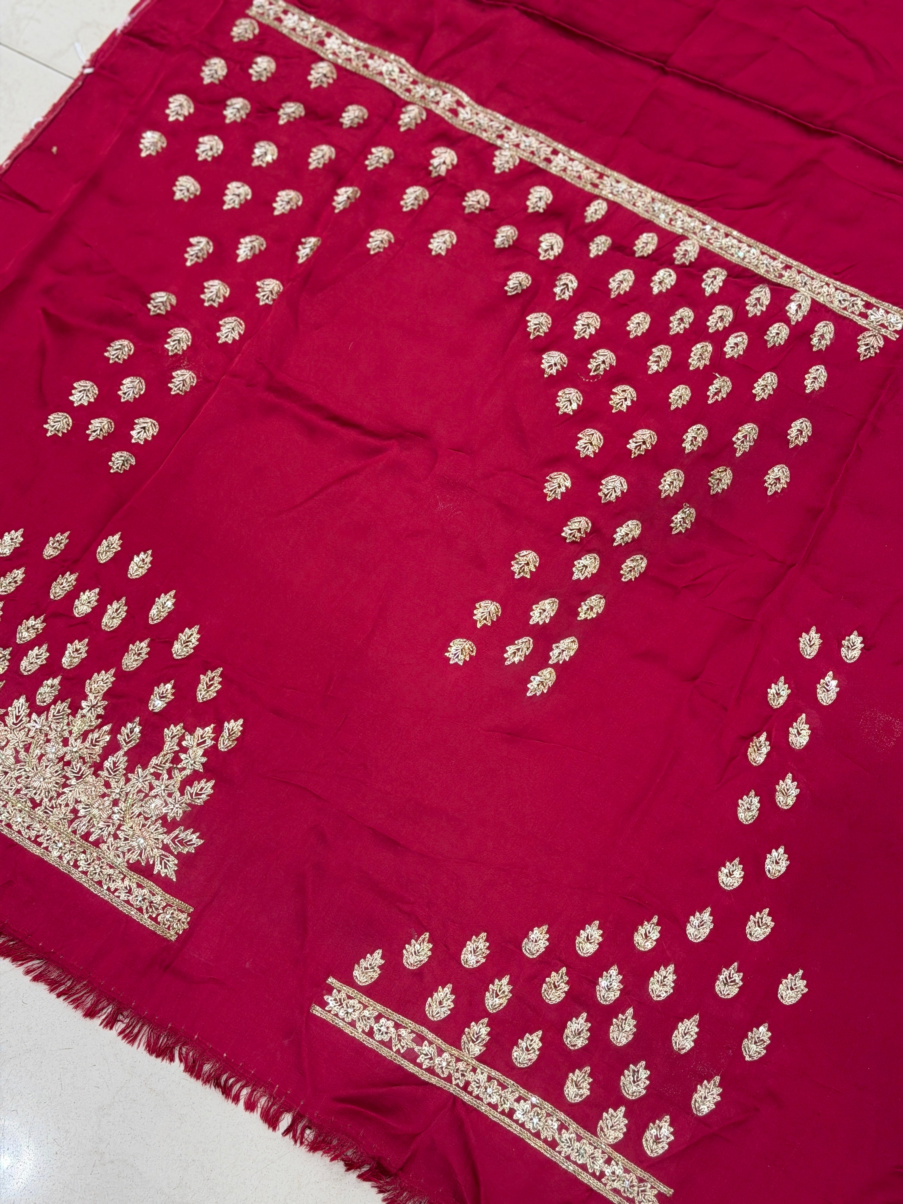 Maroon Hand Embroidery Zardosi Blouse Piece