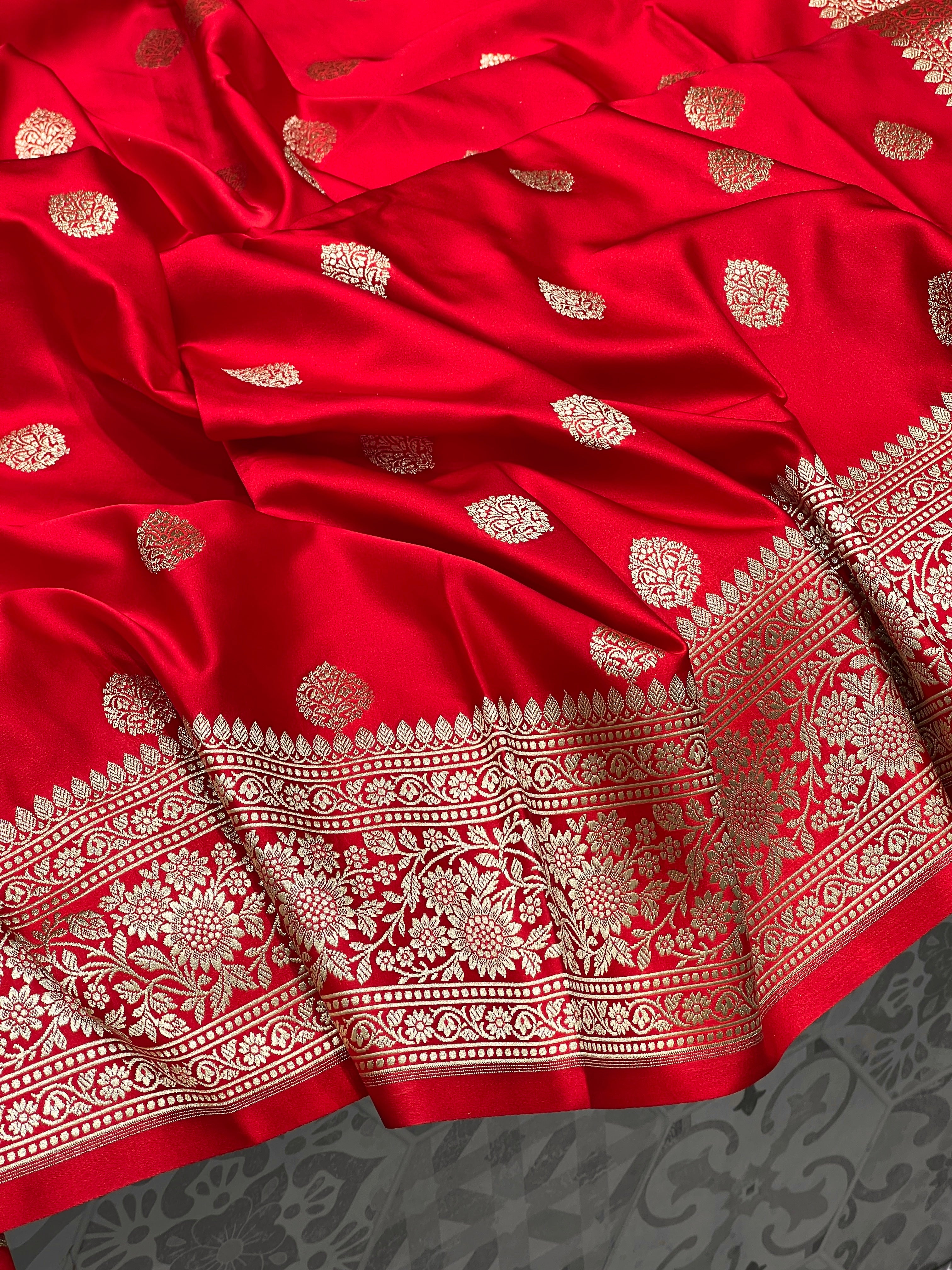 Red Banarasi Silk Butta Saree