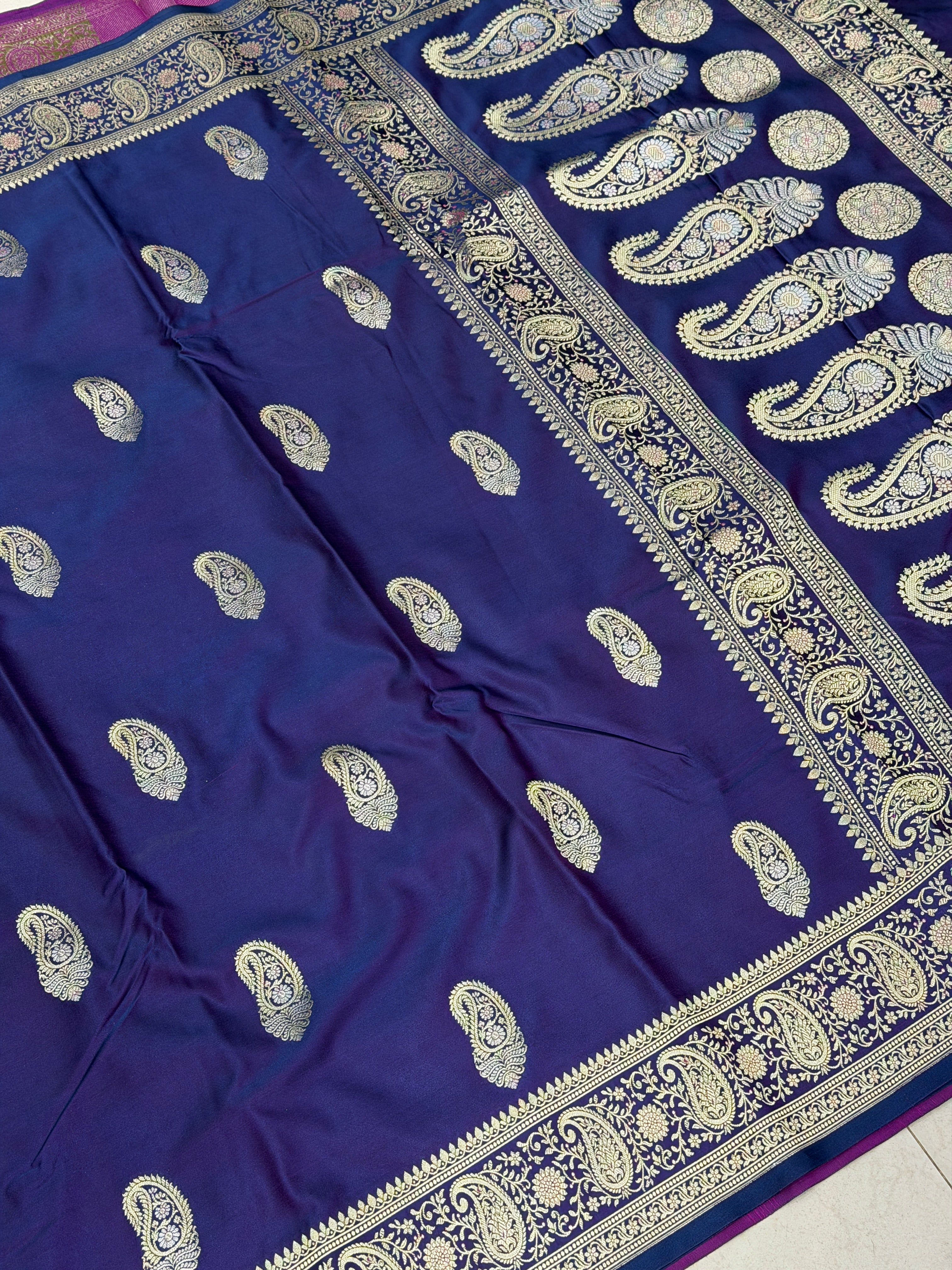 Cross Violet Sona Roopa Keri Butta Banarasi Silk Saree