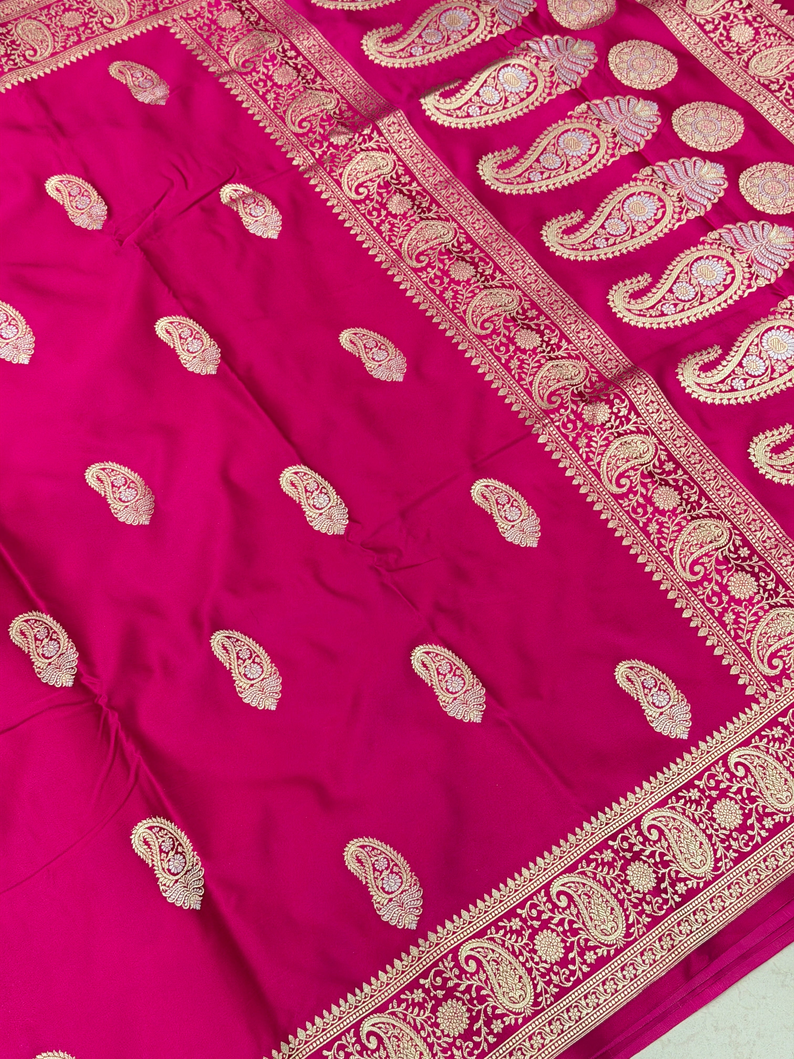 Rani Pink Sona Roopa Keri Butta Banarasi Silk Saree