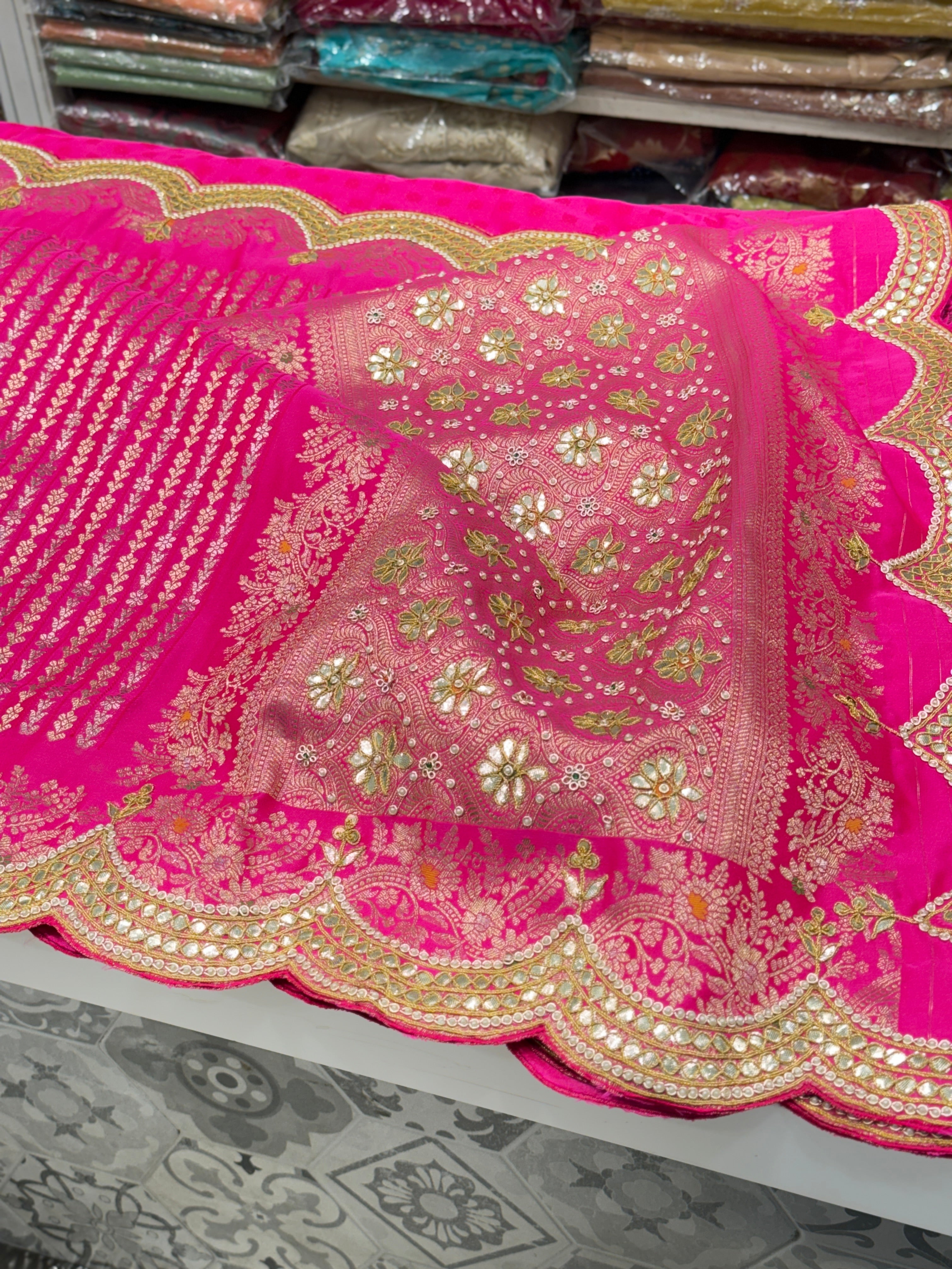 Rani Pink Banarasi Gotapatti Saree