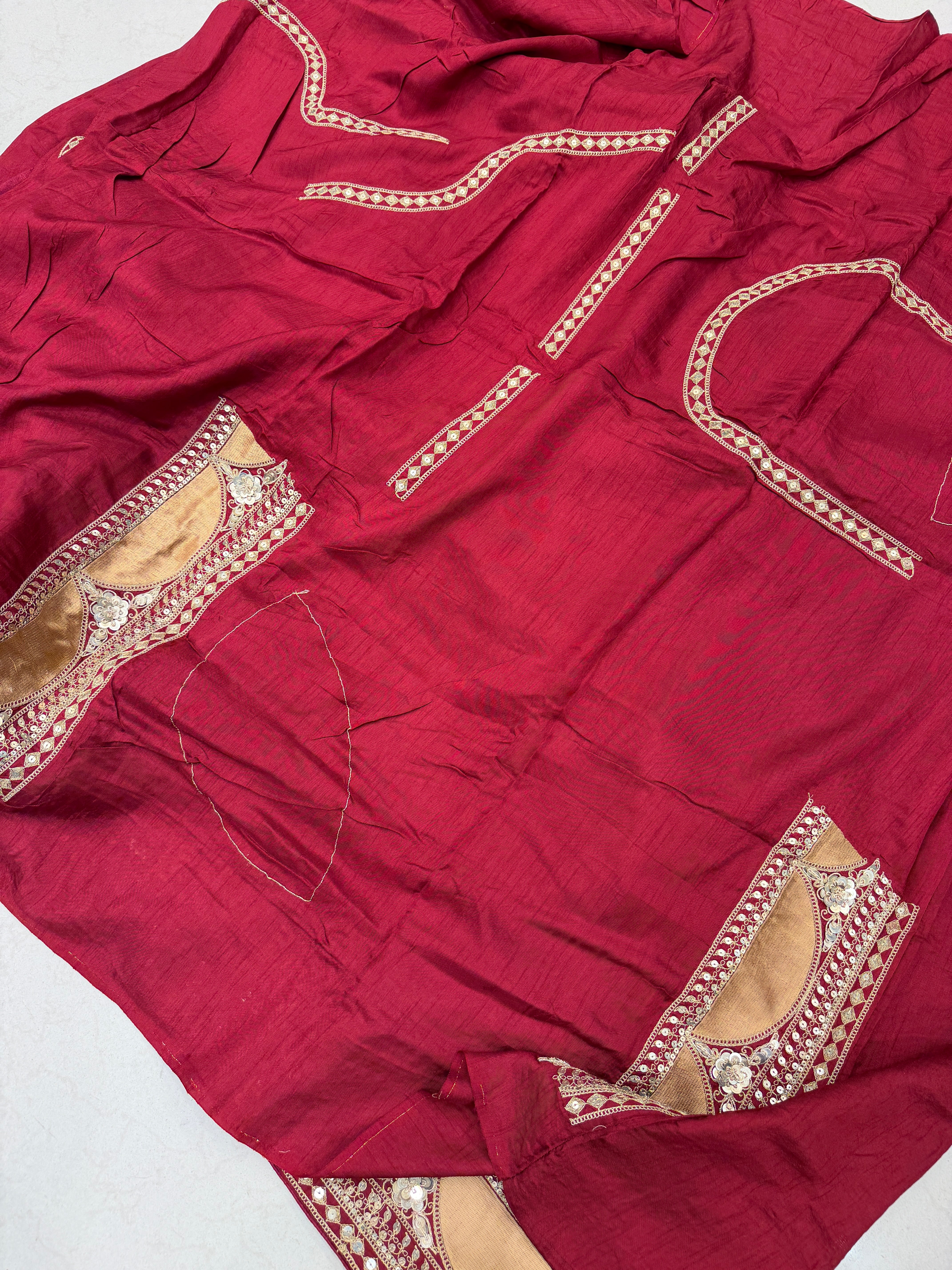 Red Corner Motif Sabyasachi Inspired Marodi Embroidery Zardosi Saree