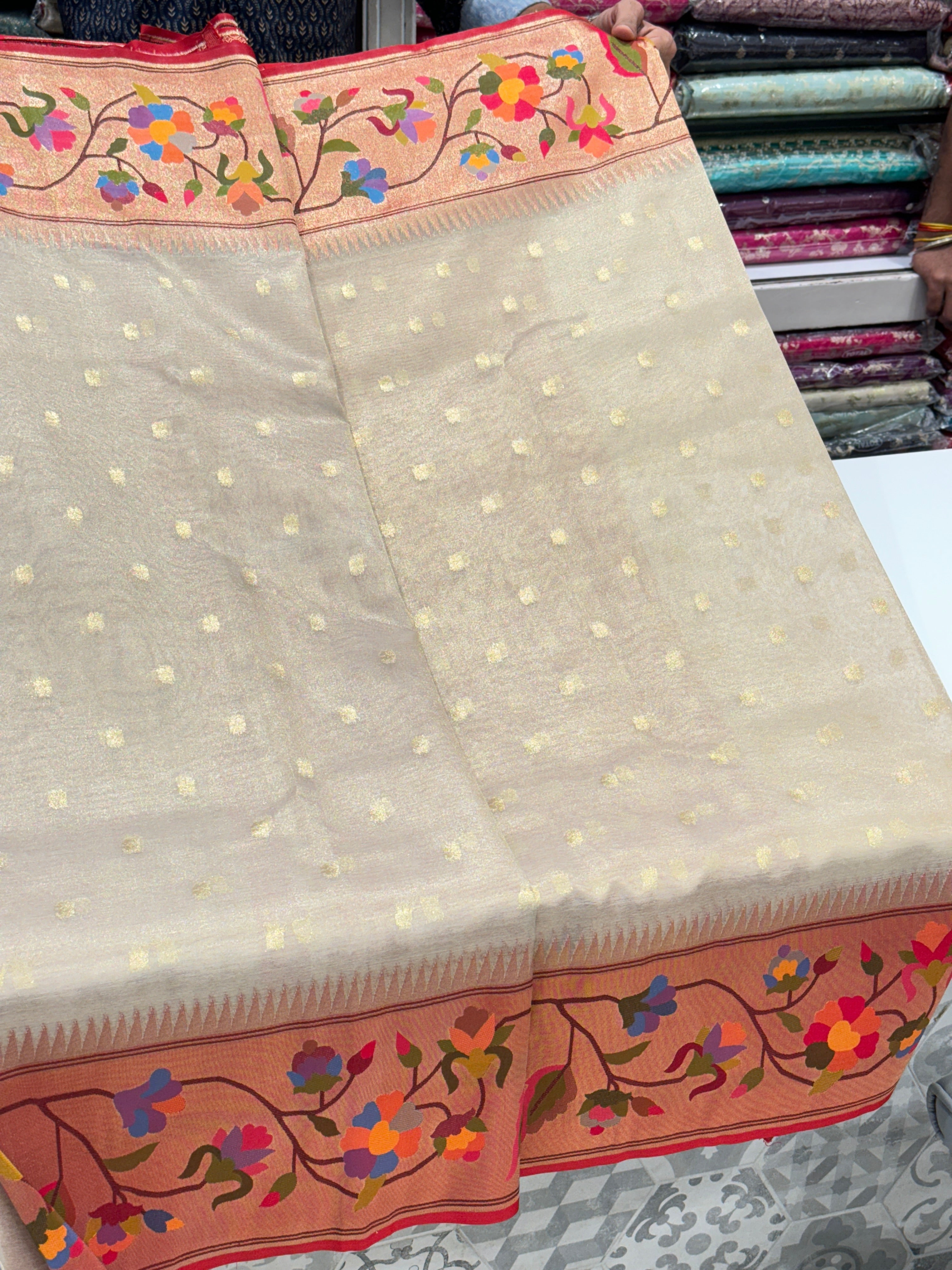 Light Gold Tissue Paithani Saree