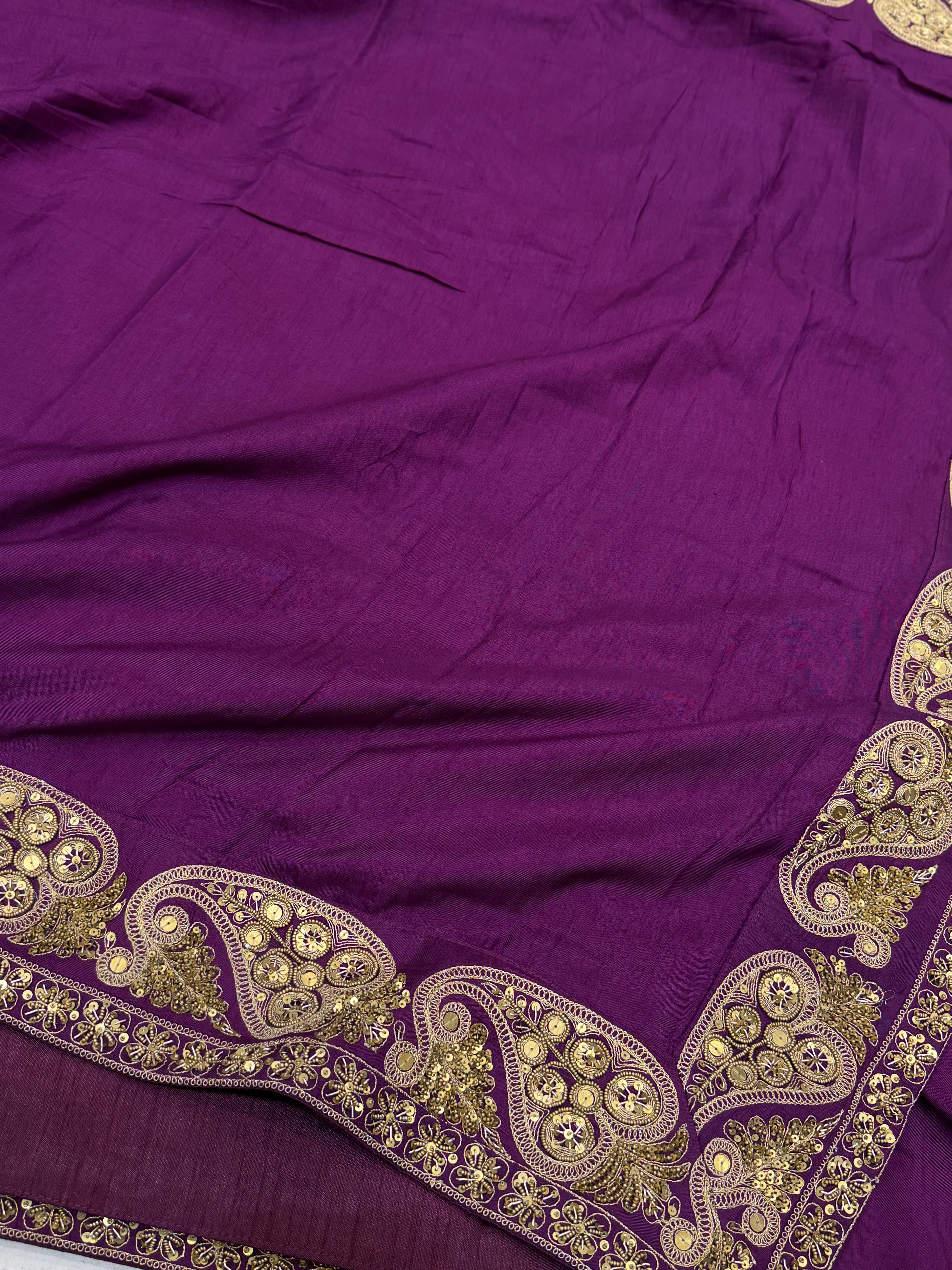 Violet Marodi Embroidery Sabyasachi Inspired Pure Silk Border Saree