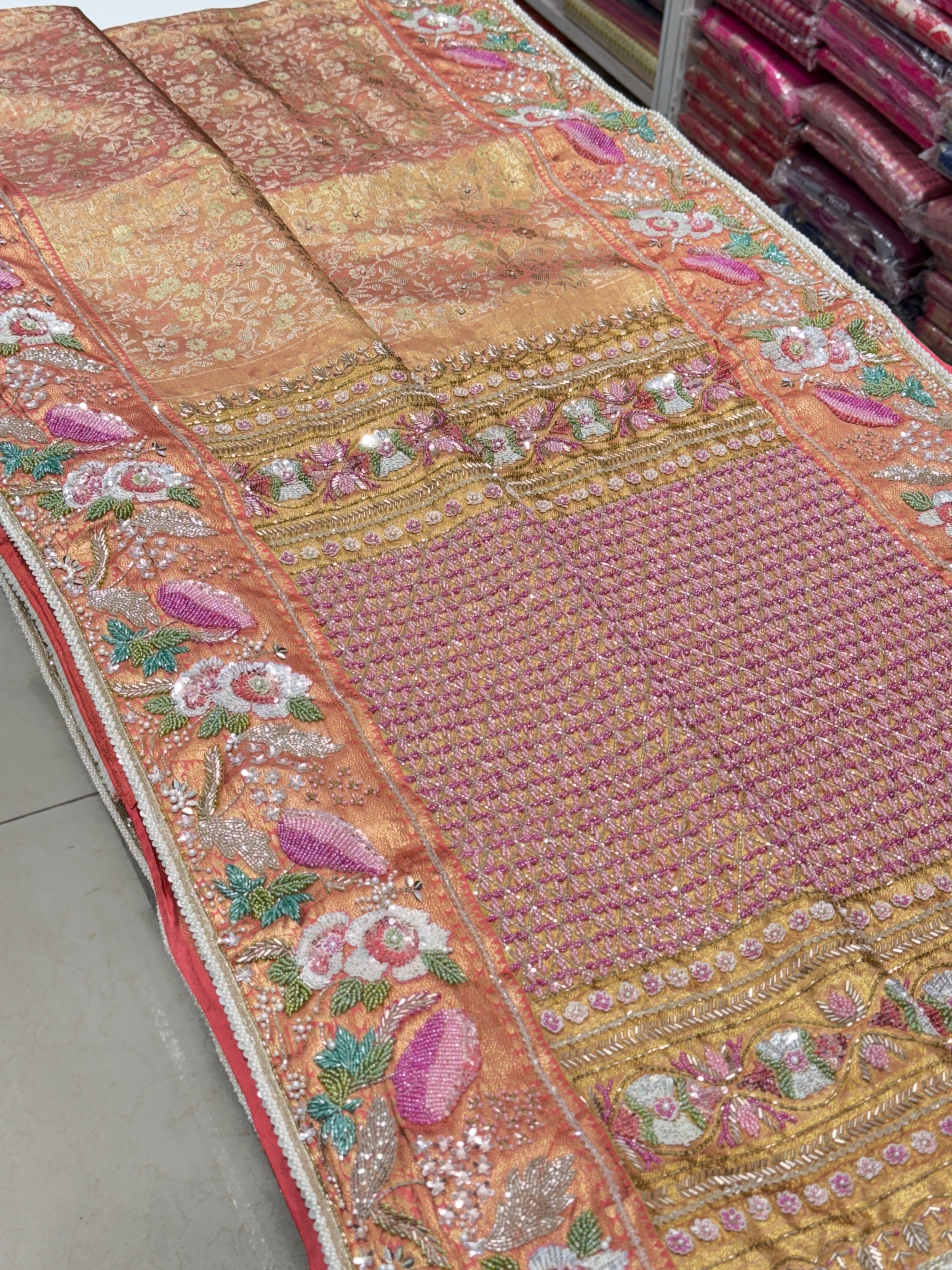 Kanjivaram Hand Embroidery Saree