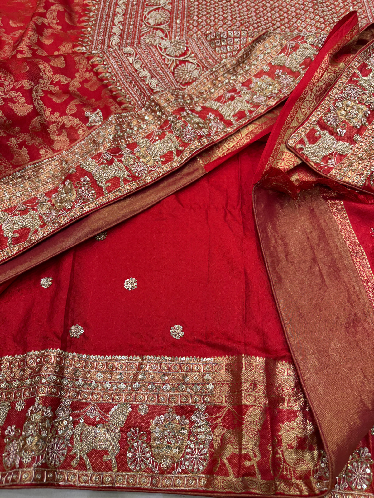 Red Kanjivaram Doli Edit Zardosi Hand Embroidery Saree