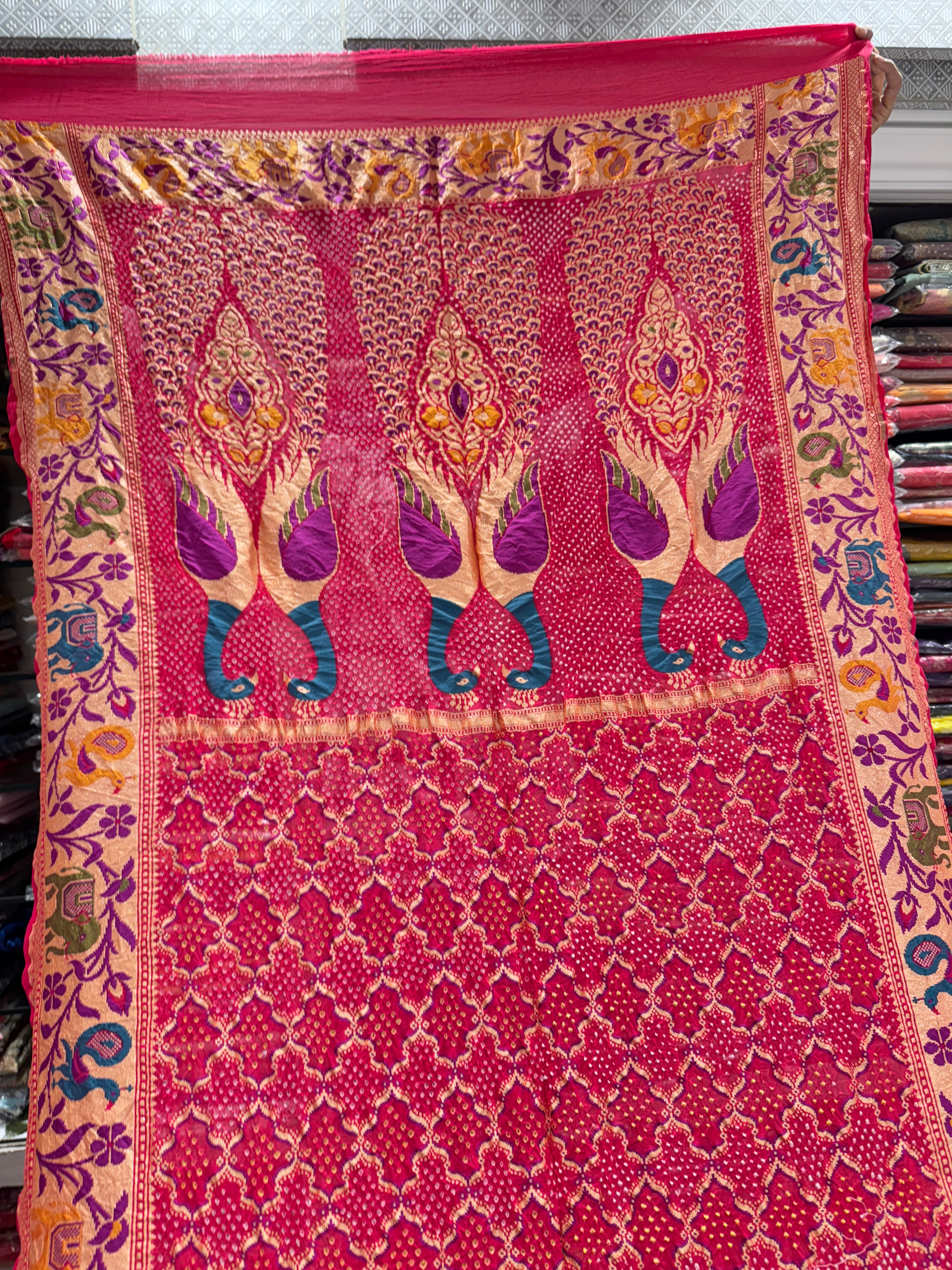 Strawberry Bandhej Meenakari Dupatta