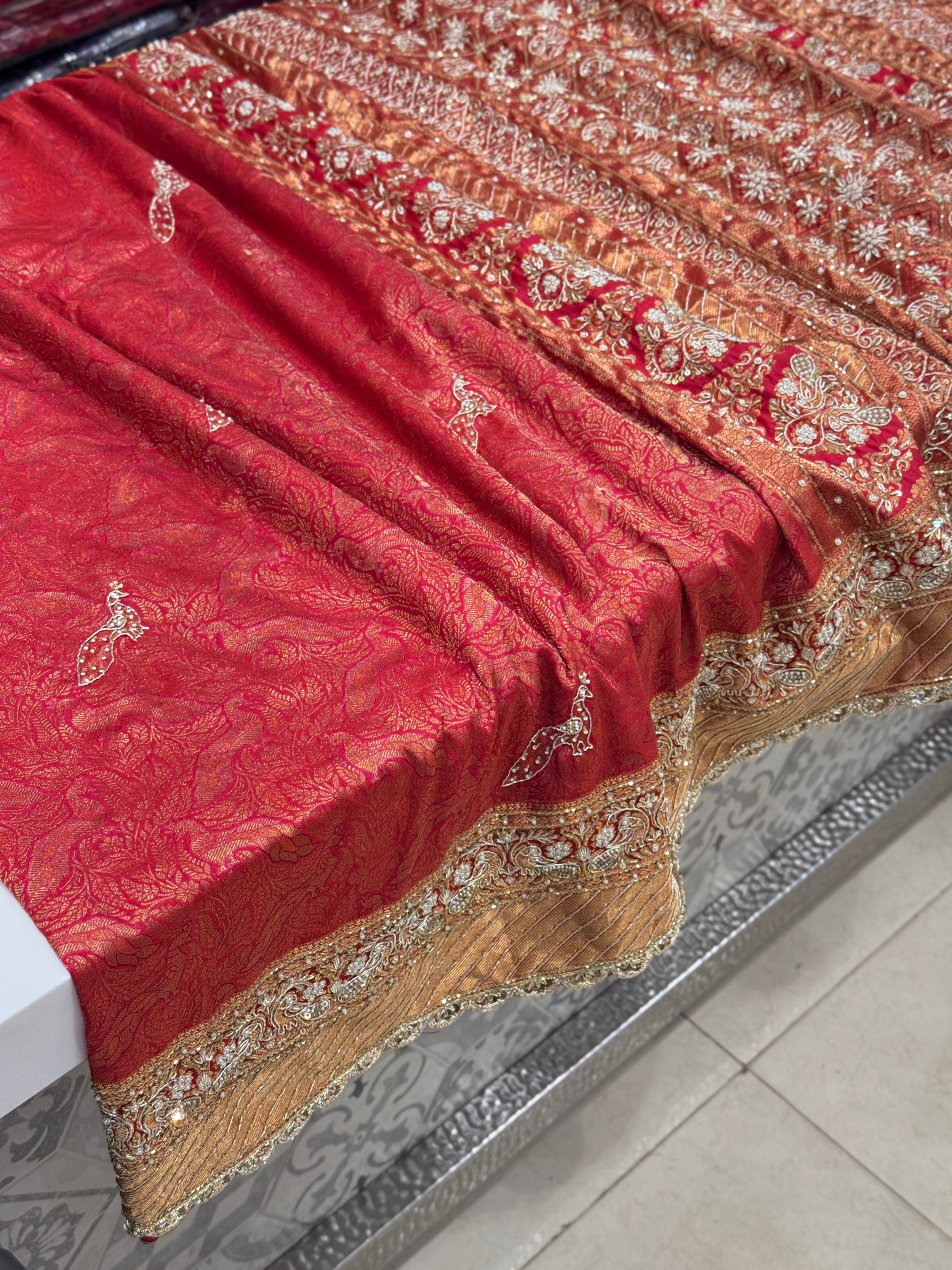Crimson Kanjivaram Zardosi Hand Embroidery Saree