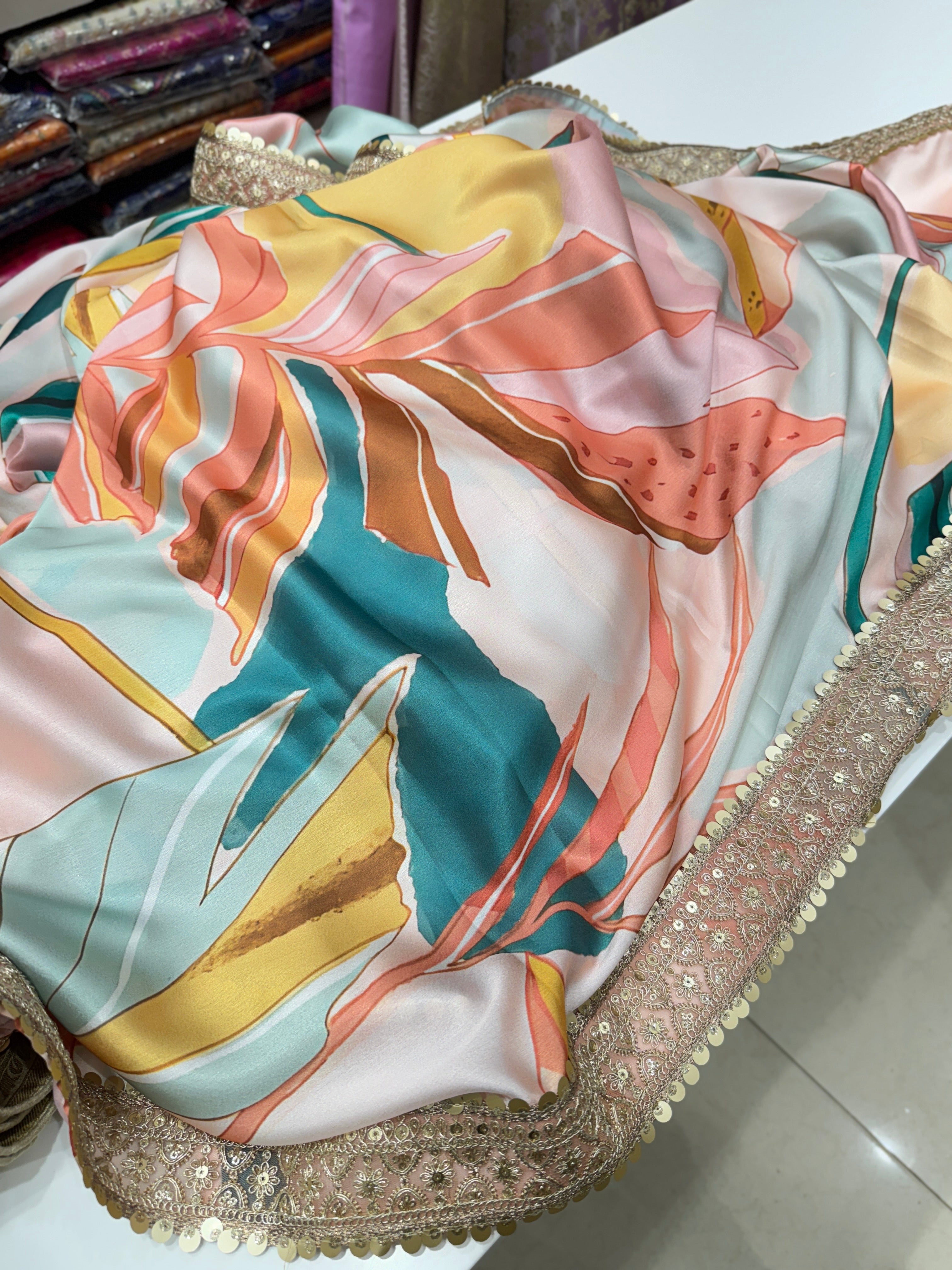 Satin Printed Saree