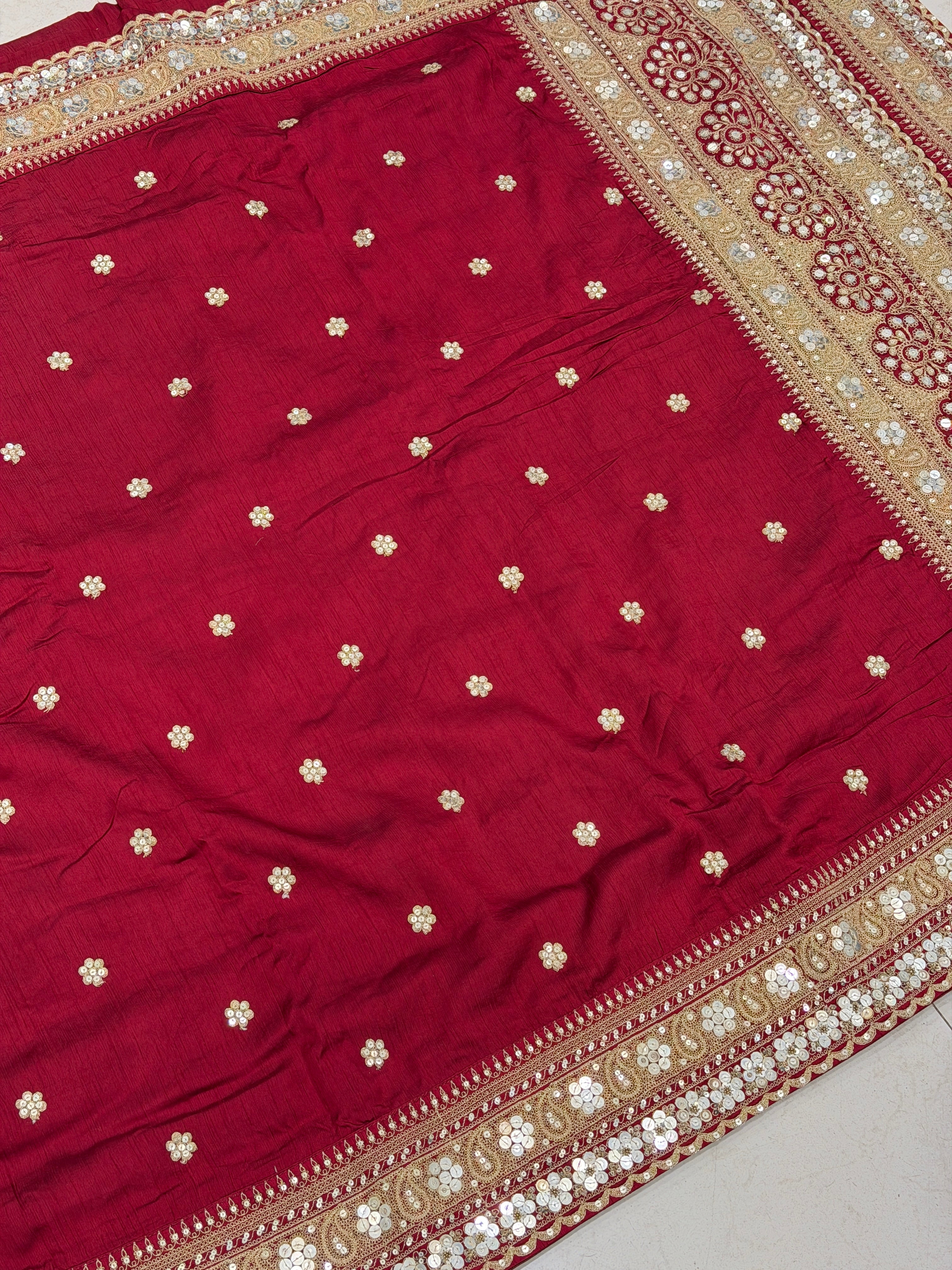 Maroon Sabyasachi Inspired Marodi Embroidery Pure Silk Saree jaal pallu Saree