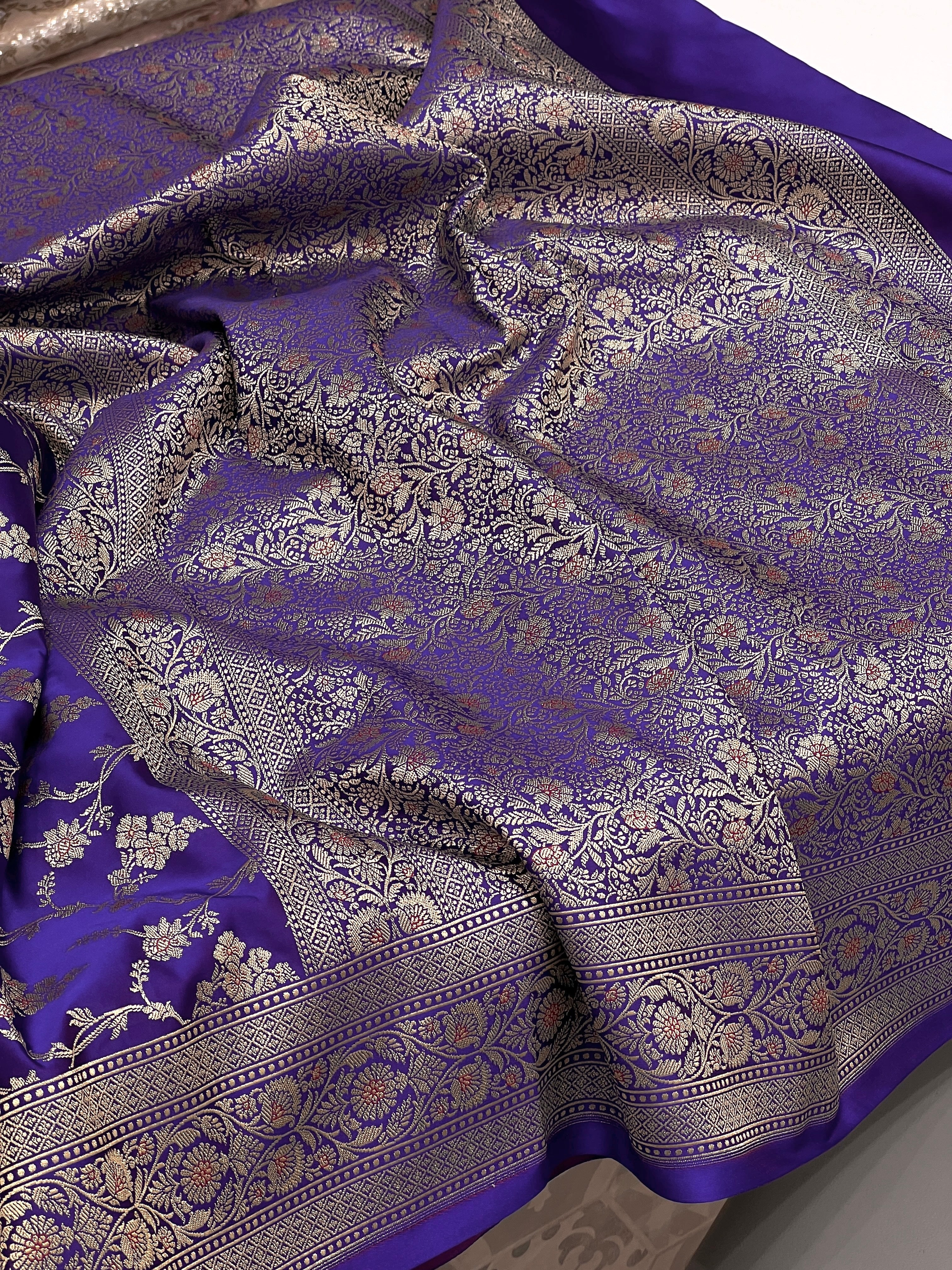 Purple Banarasi Jasmine Jaal Saree