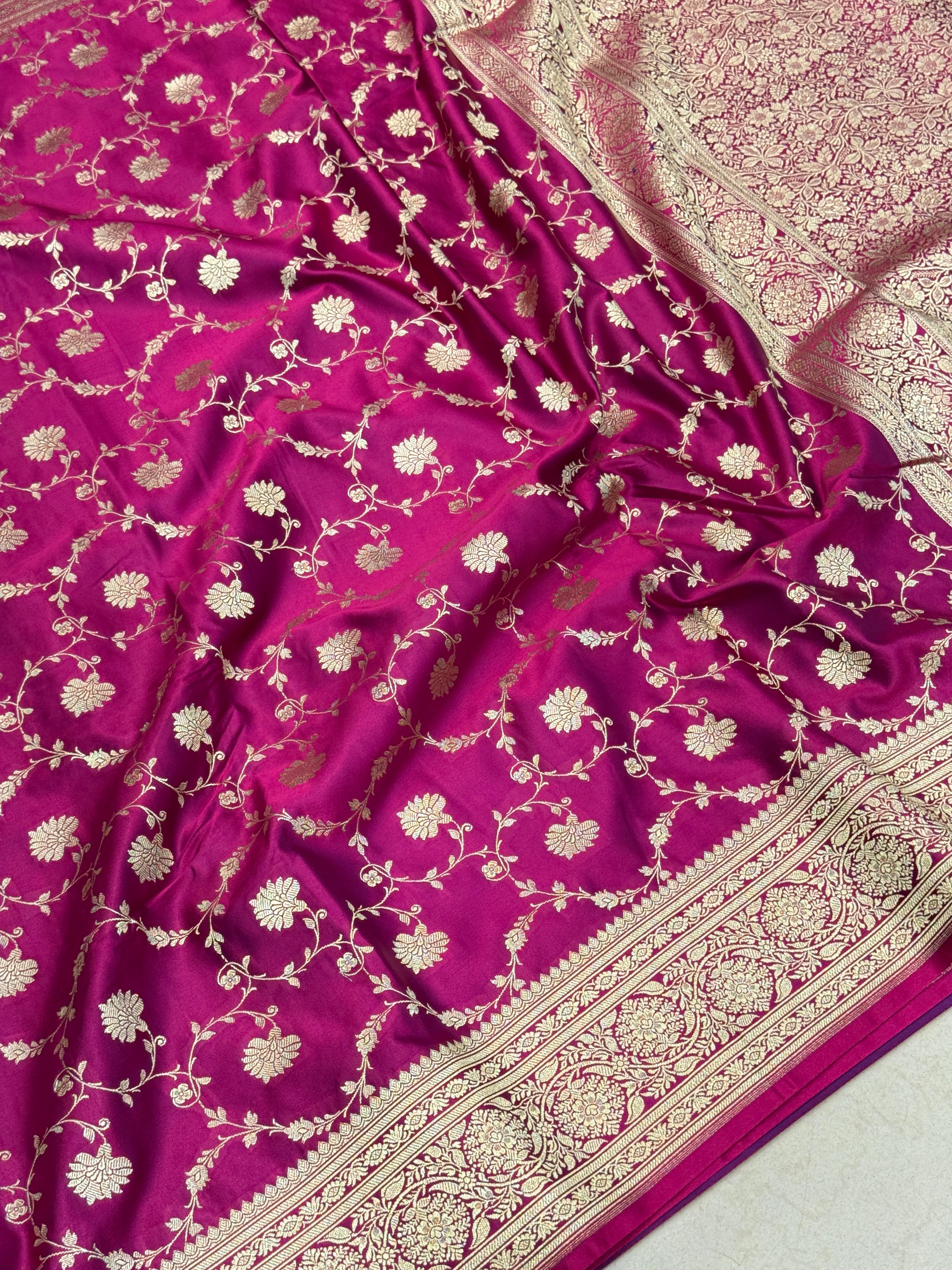 Wine Banarasi Silk Diamond Border Saree
