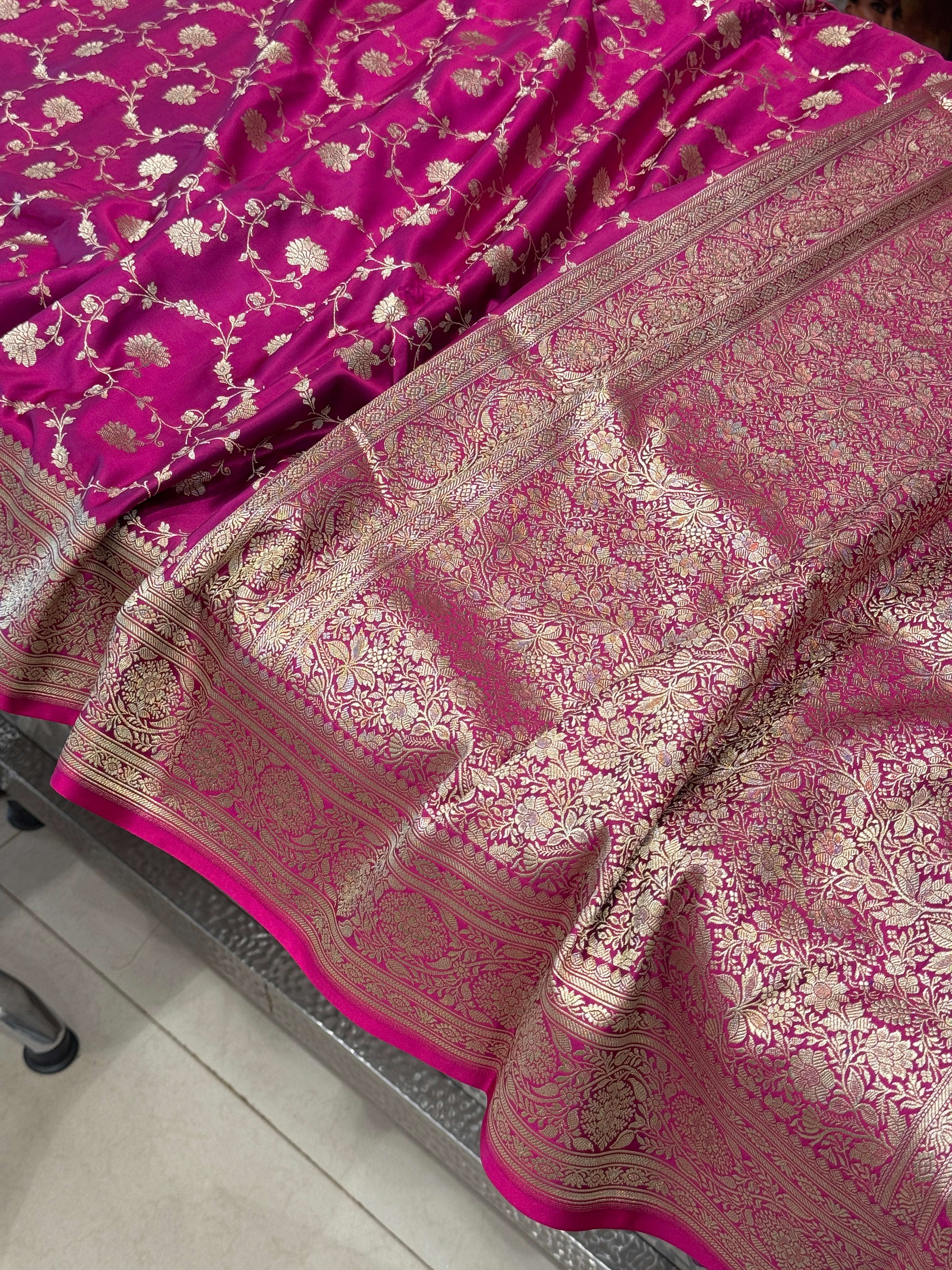 Wine Banarasi Silk Diamond Border Saree