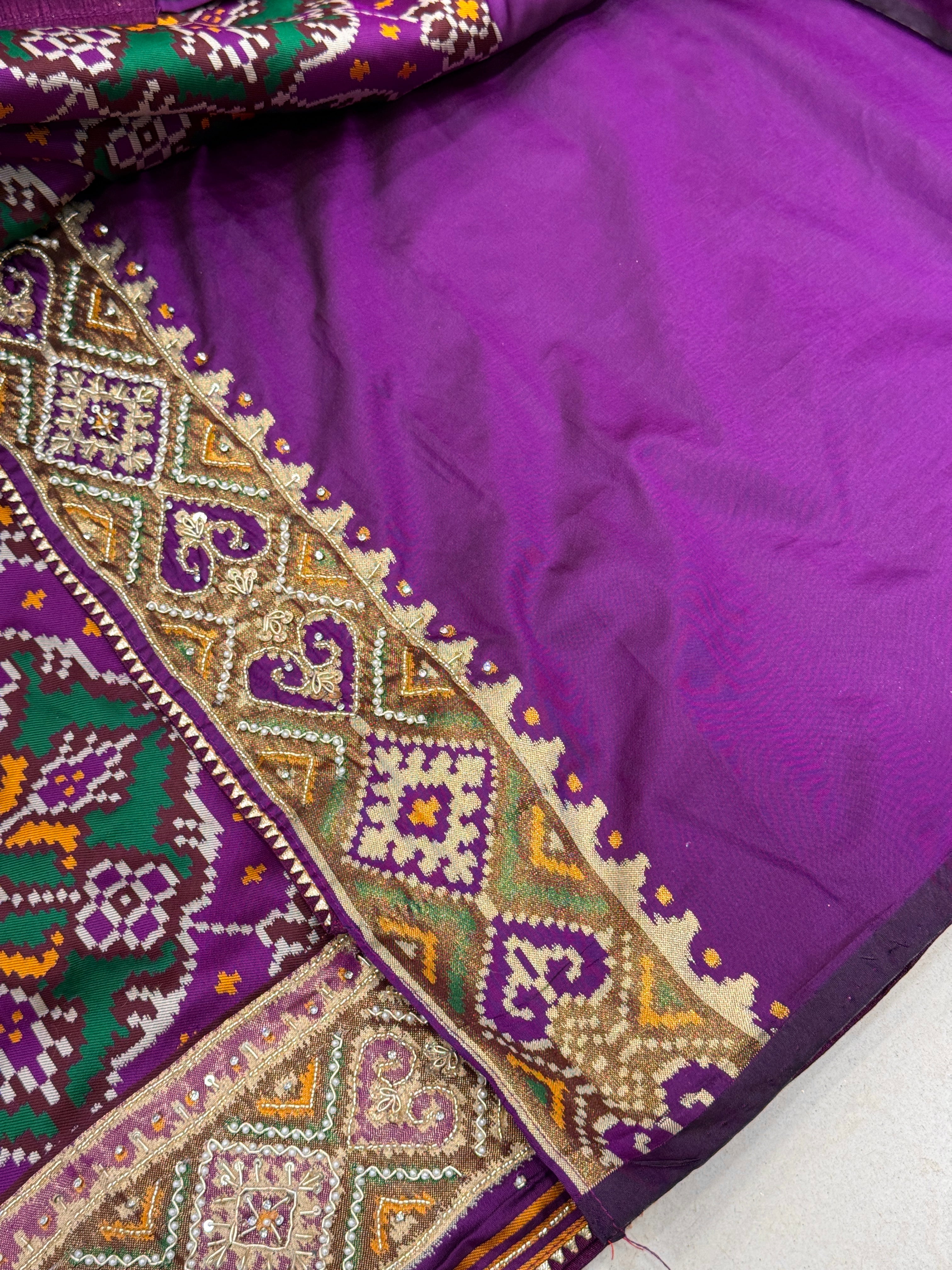 Purple Chhabdi Bhat Patola Hand Embroidery Saree