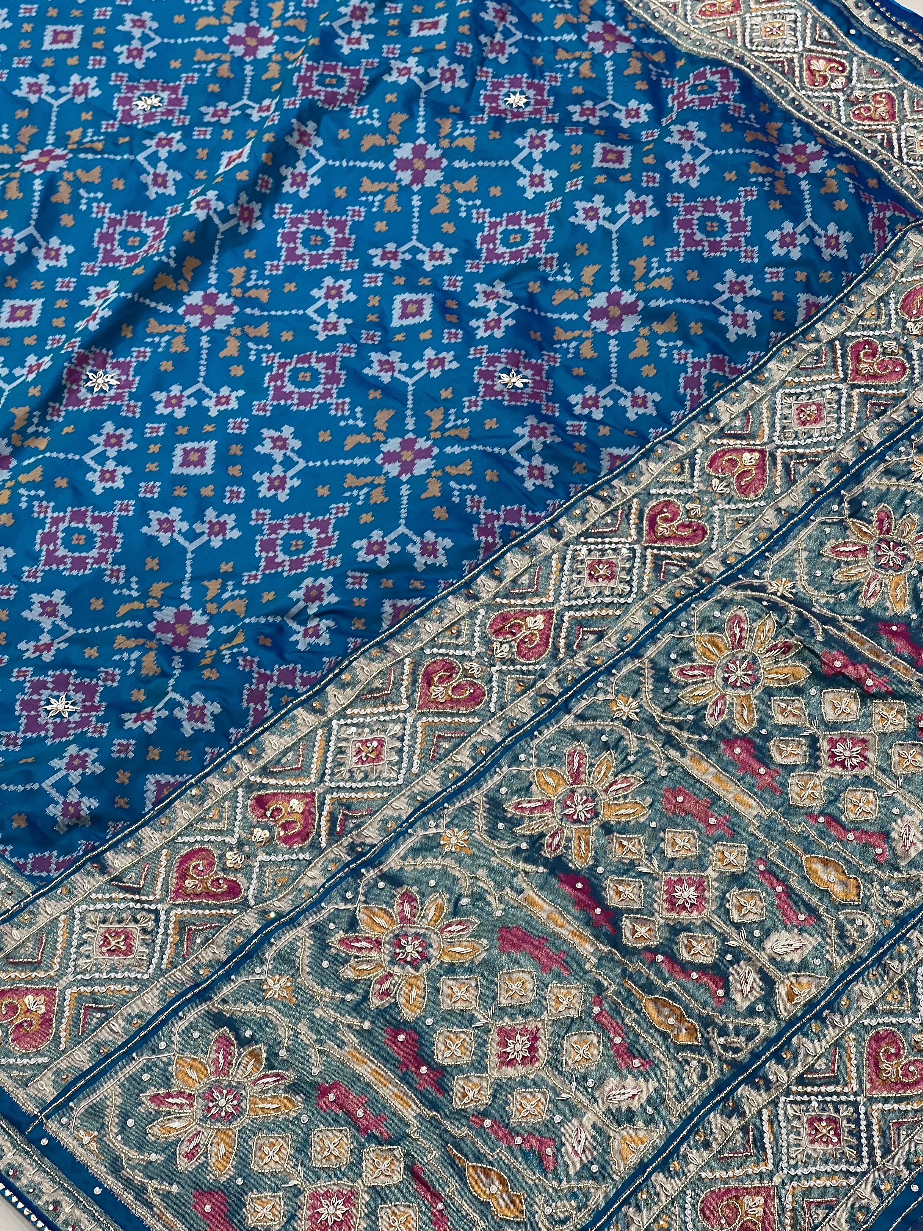 Blue Ratan Bhat Patola Hand Embroidery Saree