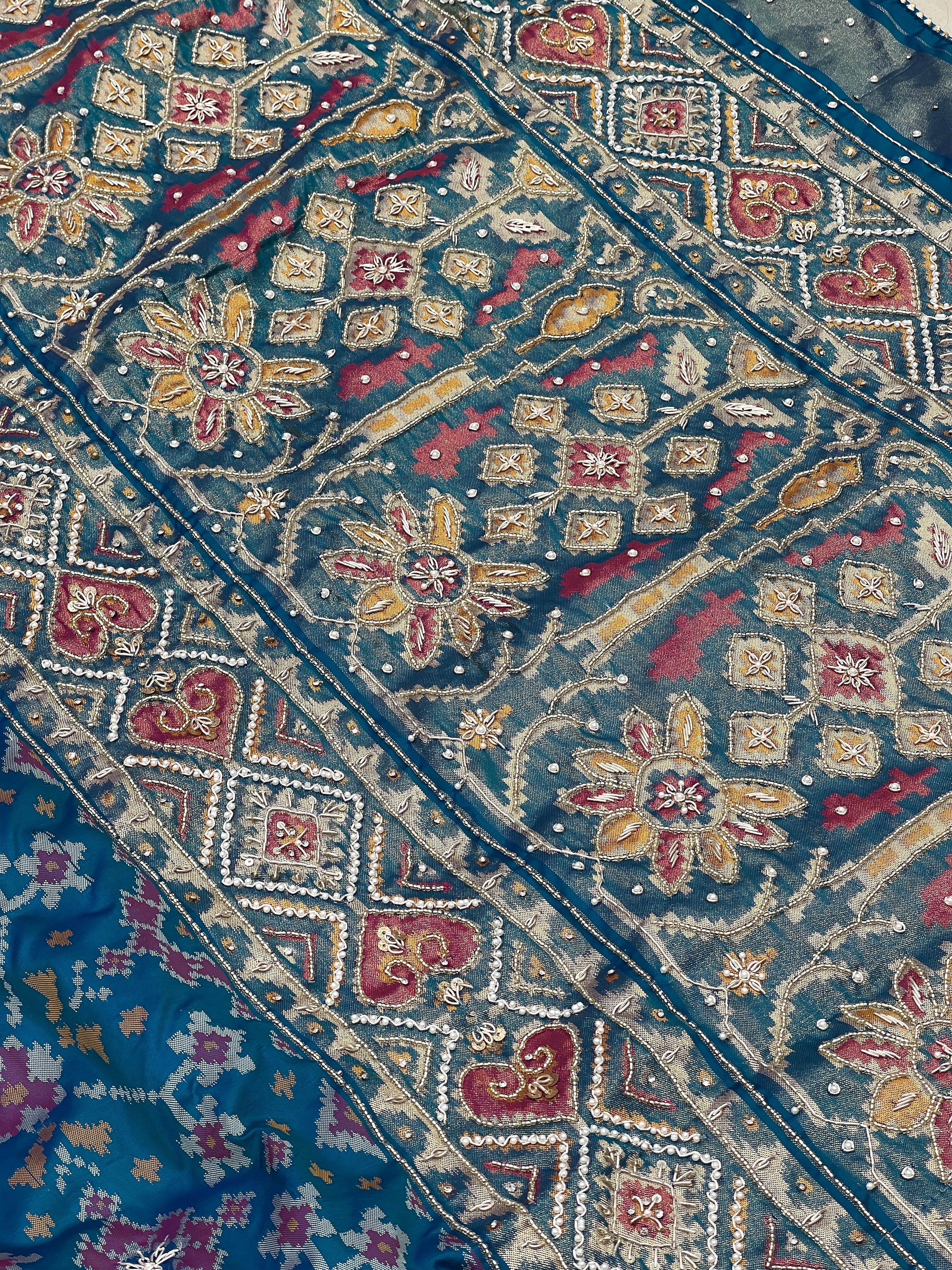 Blue Ratan Bhat Patola Hand Embroidery Saree