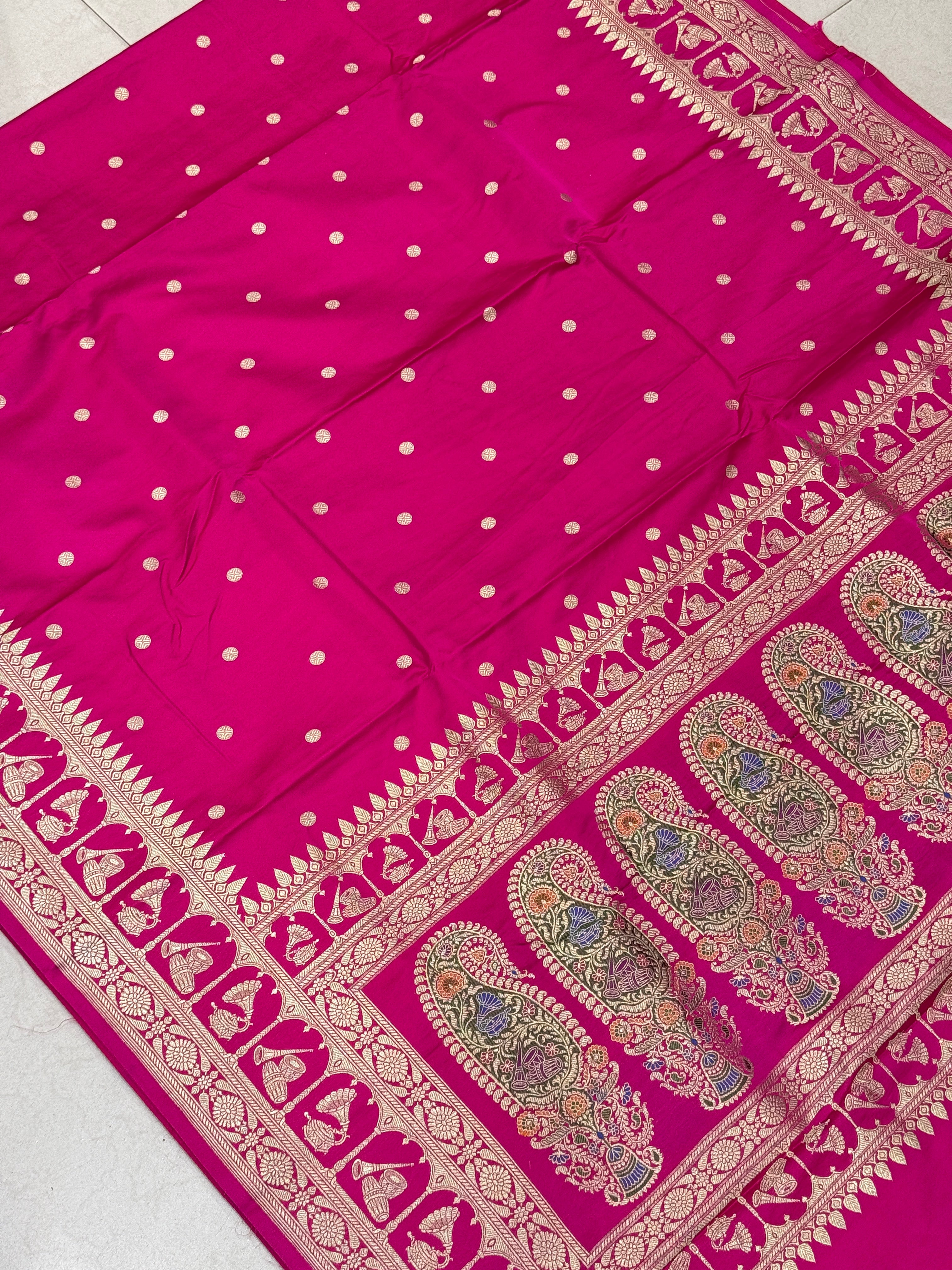Rani Banarasi Silk Musical Border Saree