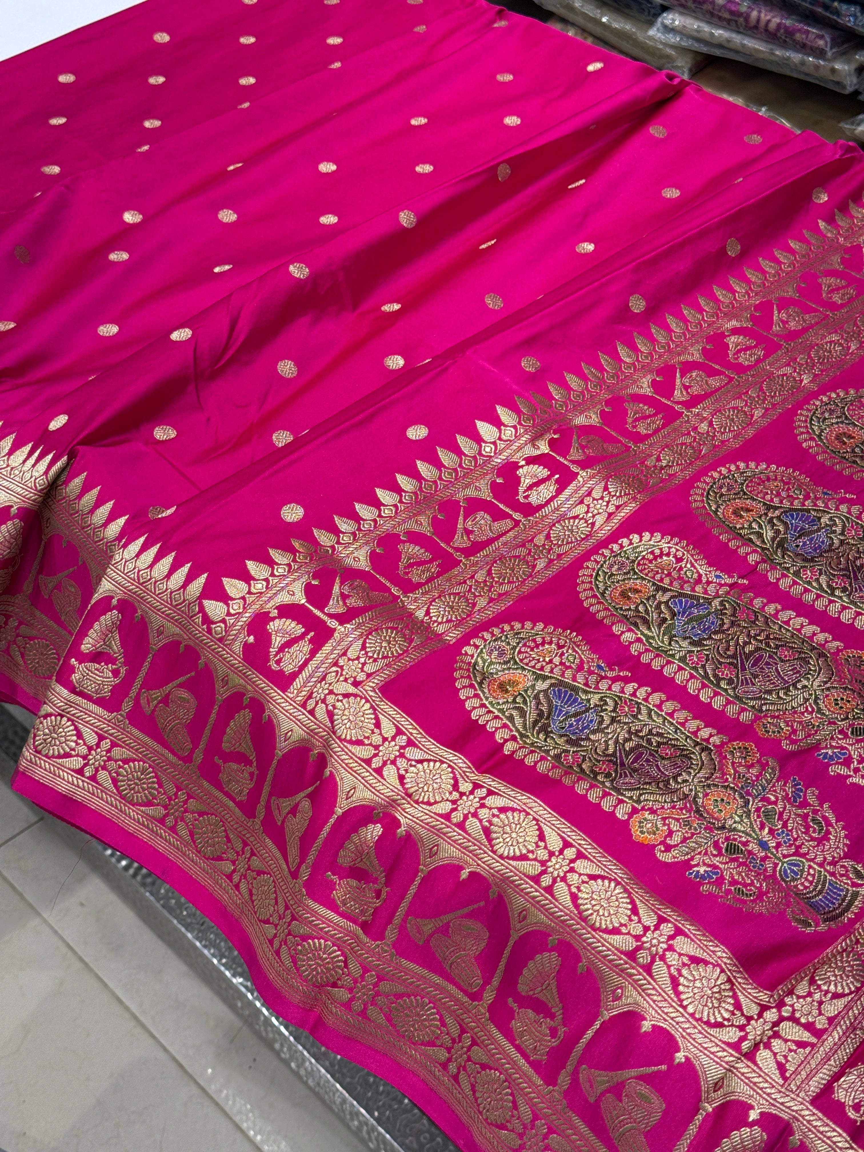 Rani Banarasi Silk Musical Border Saree