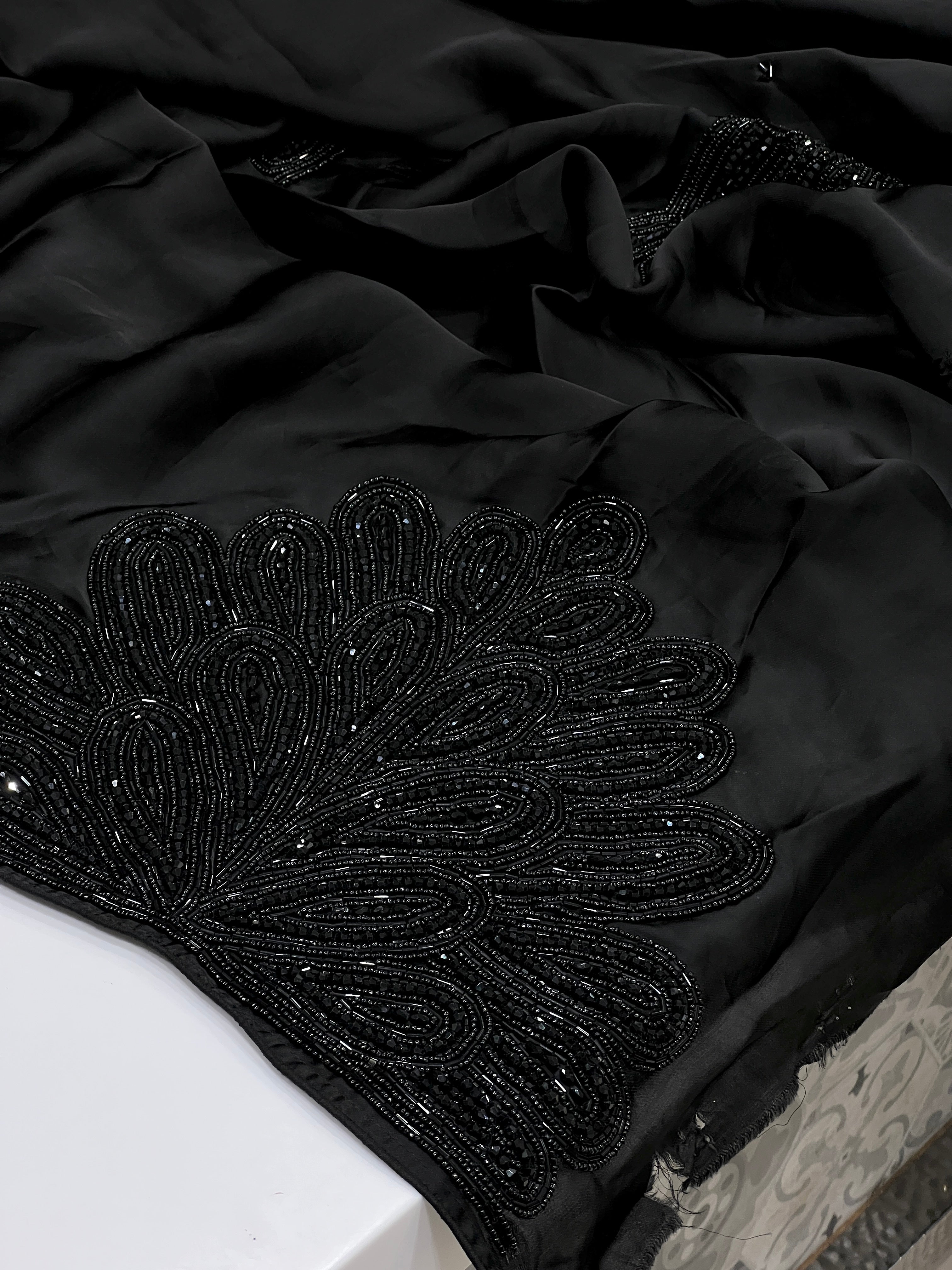 Black Satin Heavy Blouse Saree