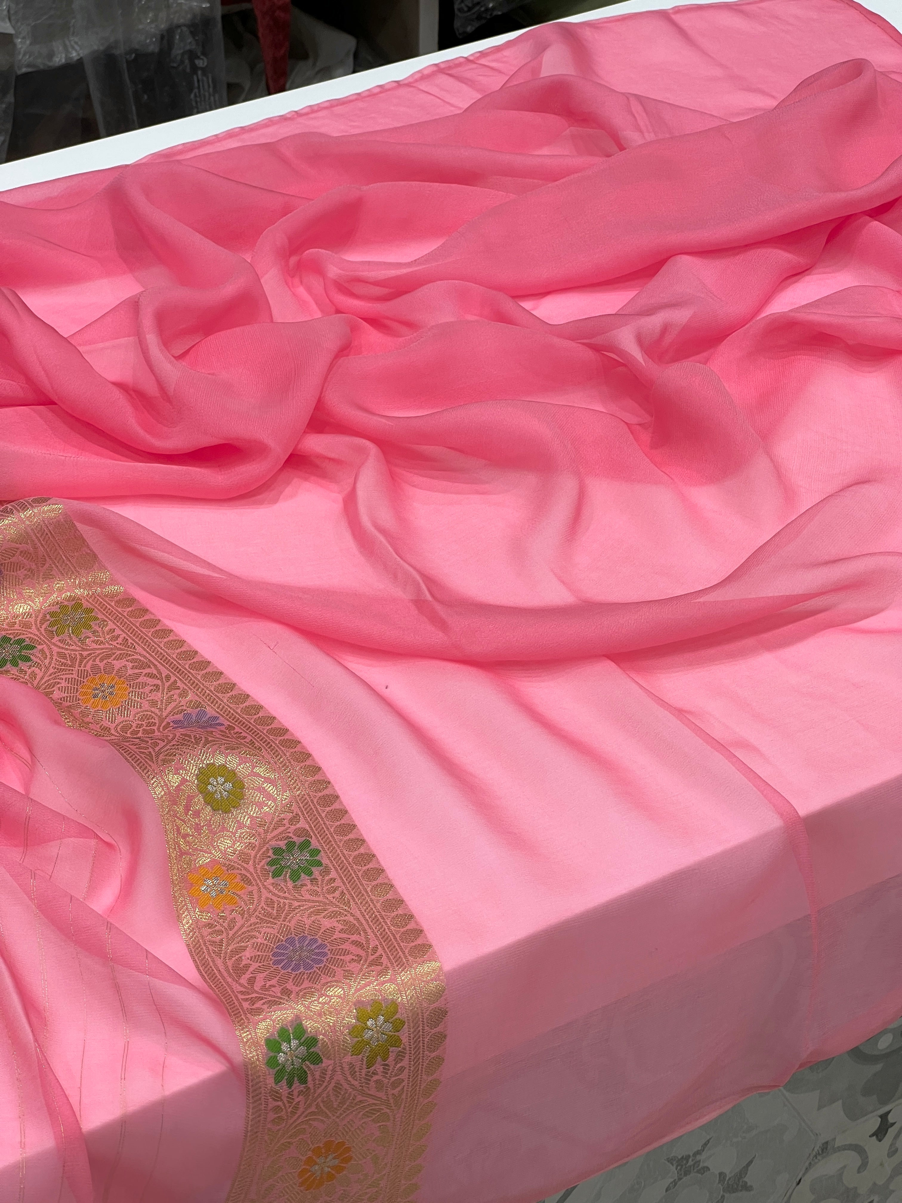 Pink Meenakari Georgette Gharchola